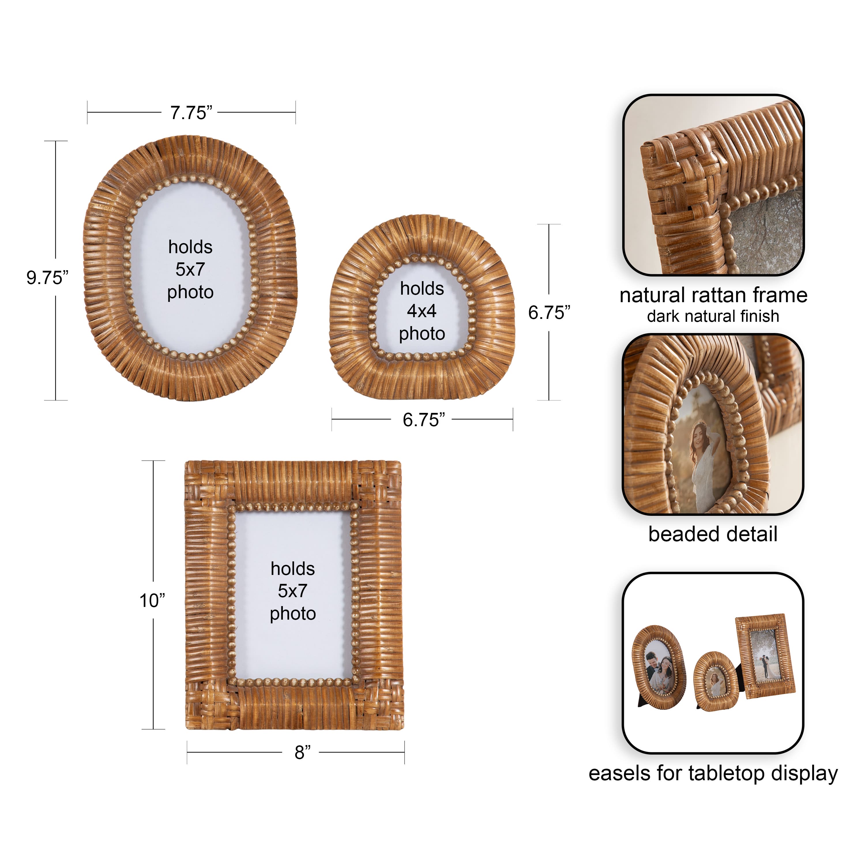 Kate and Laurel Rahfy Natural Tabletop Picture Frames Set