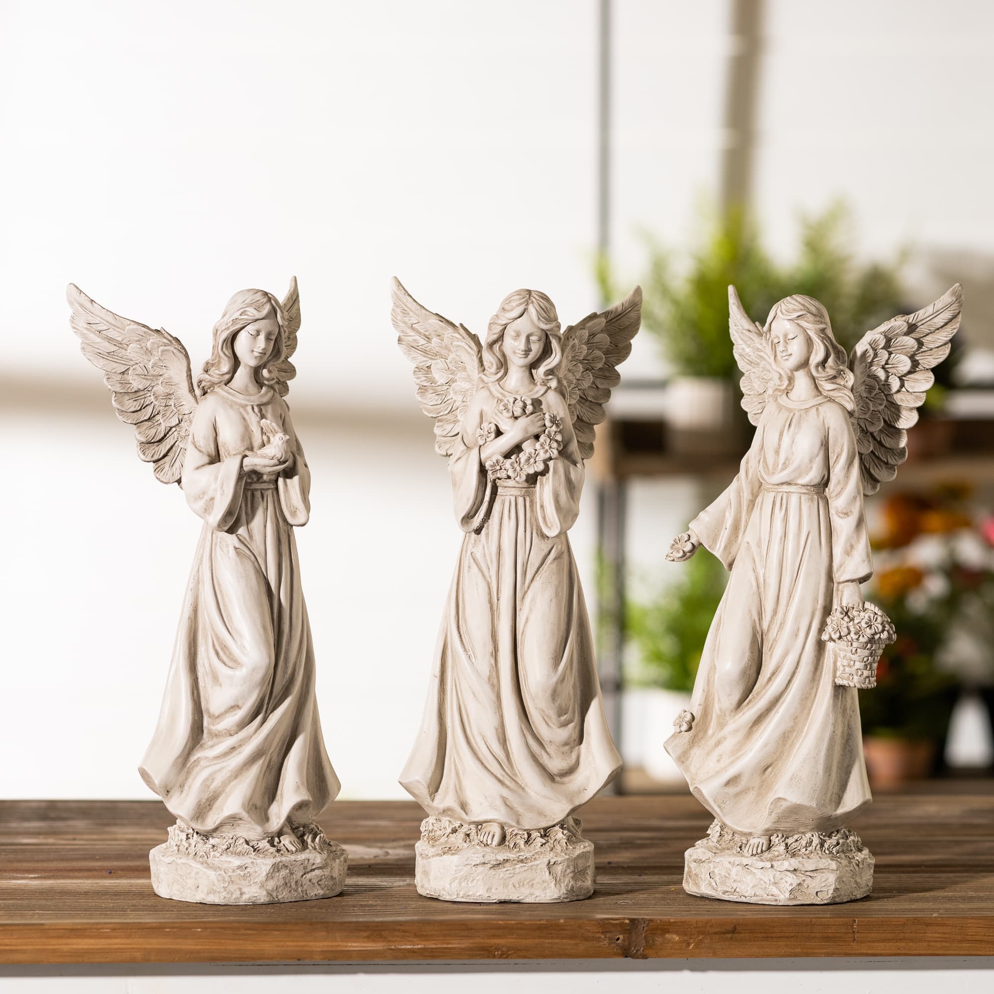 Floral Angel Statue Set