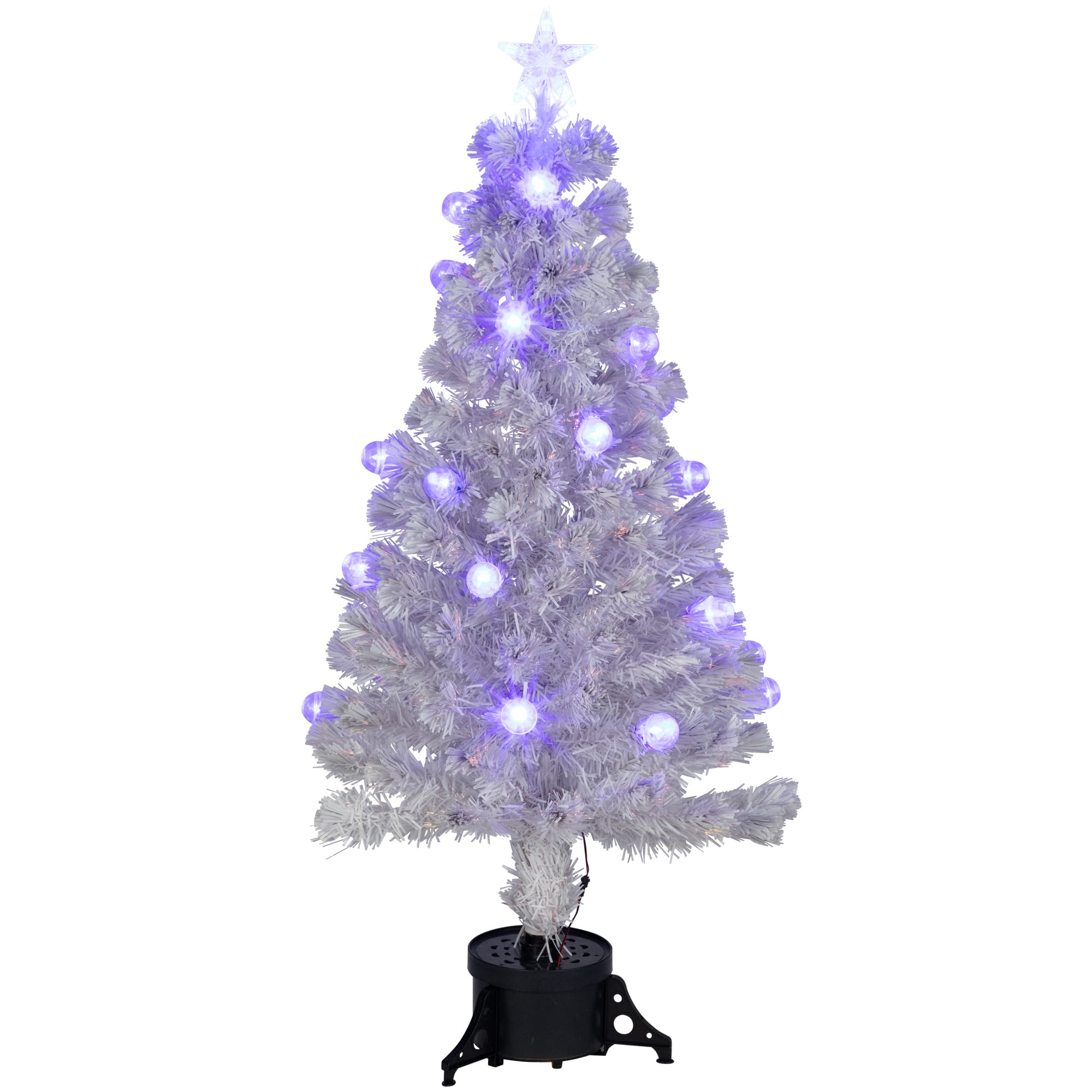 4ft. Pre-Lit Medium White Iridescent Fiber Optic Artificial Christmas Tree with Blue LED Lights