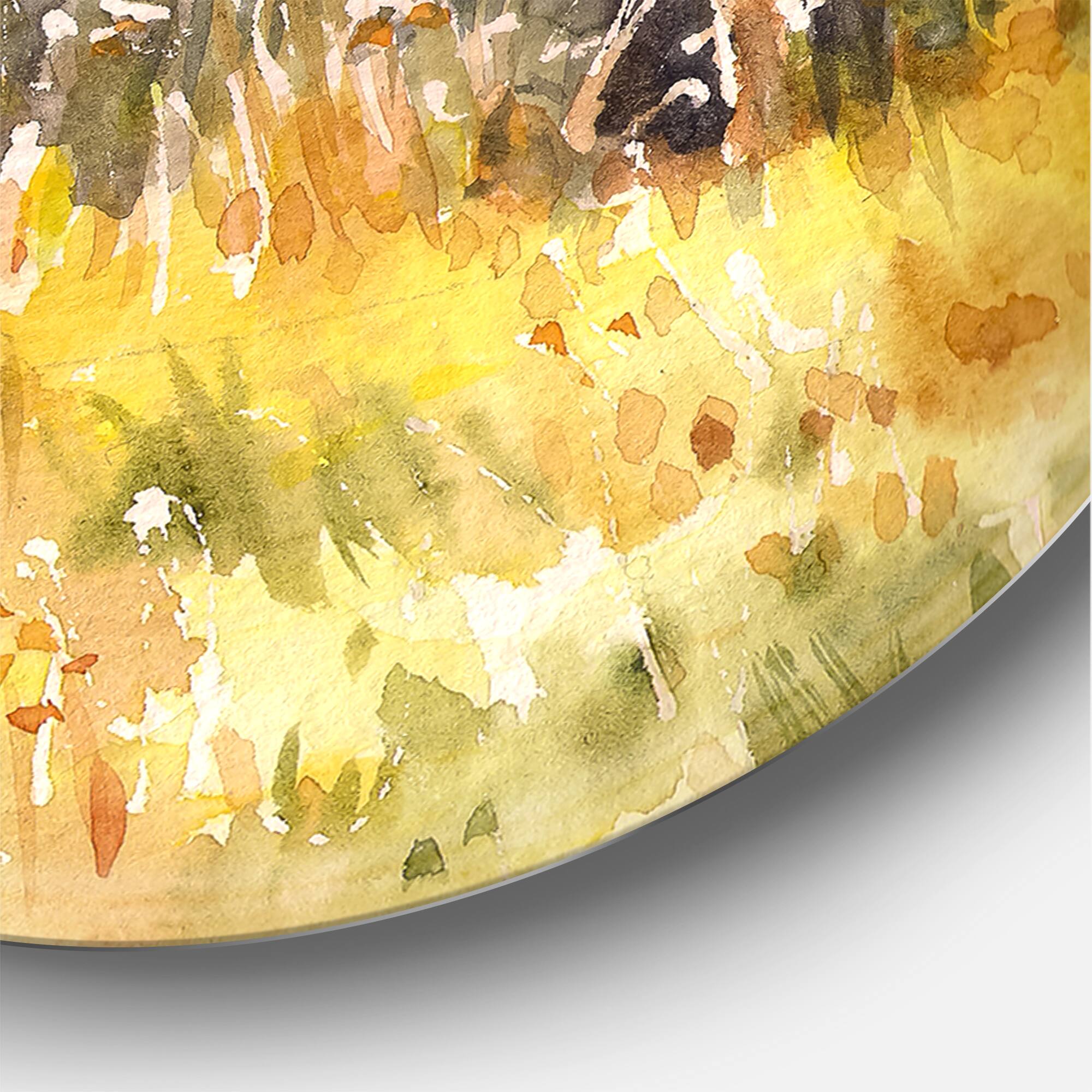 Designart - Bright Sunshine Through The Forest Trees II - Traditional Metal Circle Wall Art