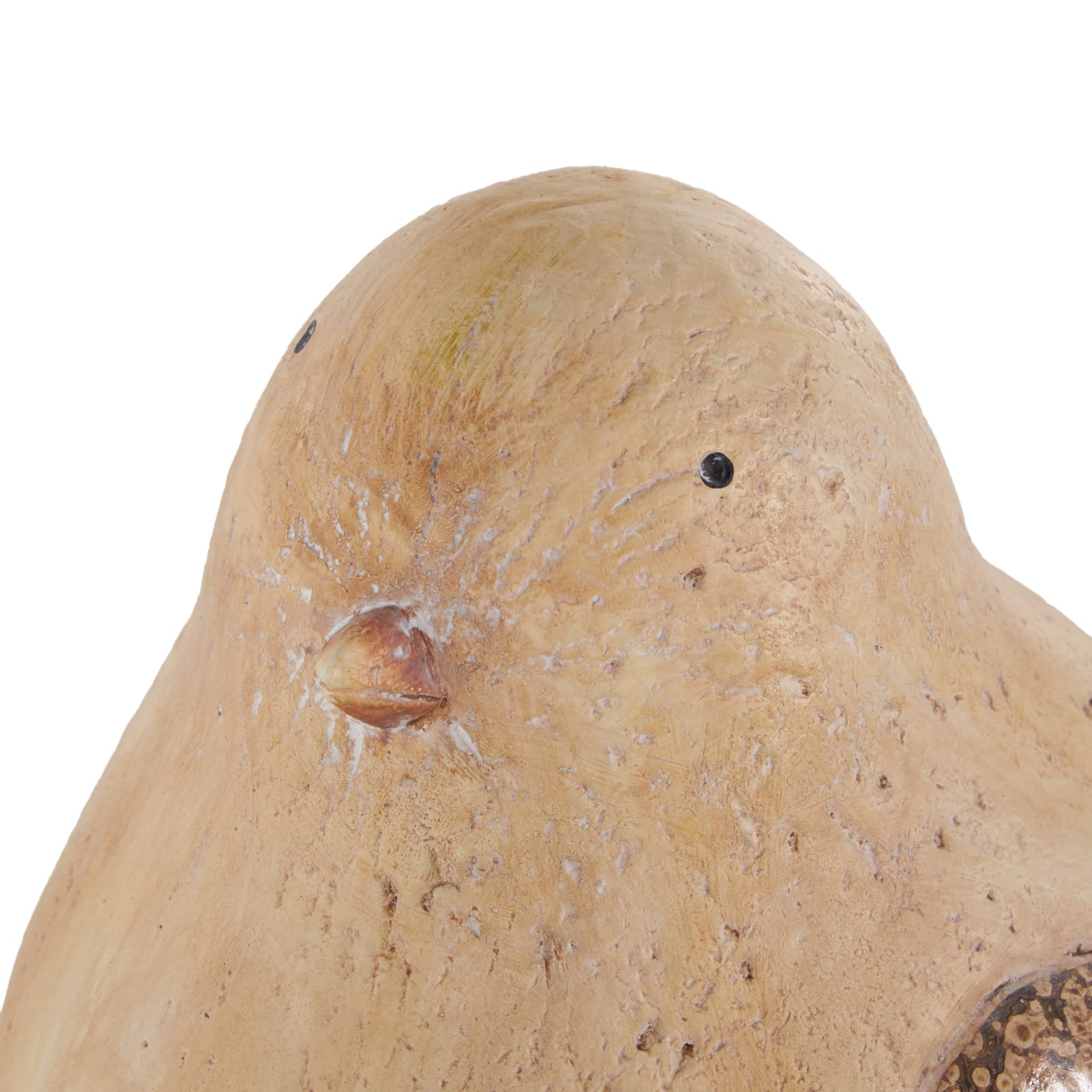 9.25" Cream & Brown Magnesium Oxide Bird Sitting Garden Sculpture