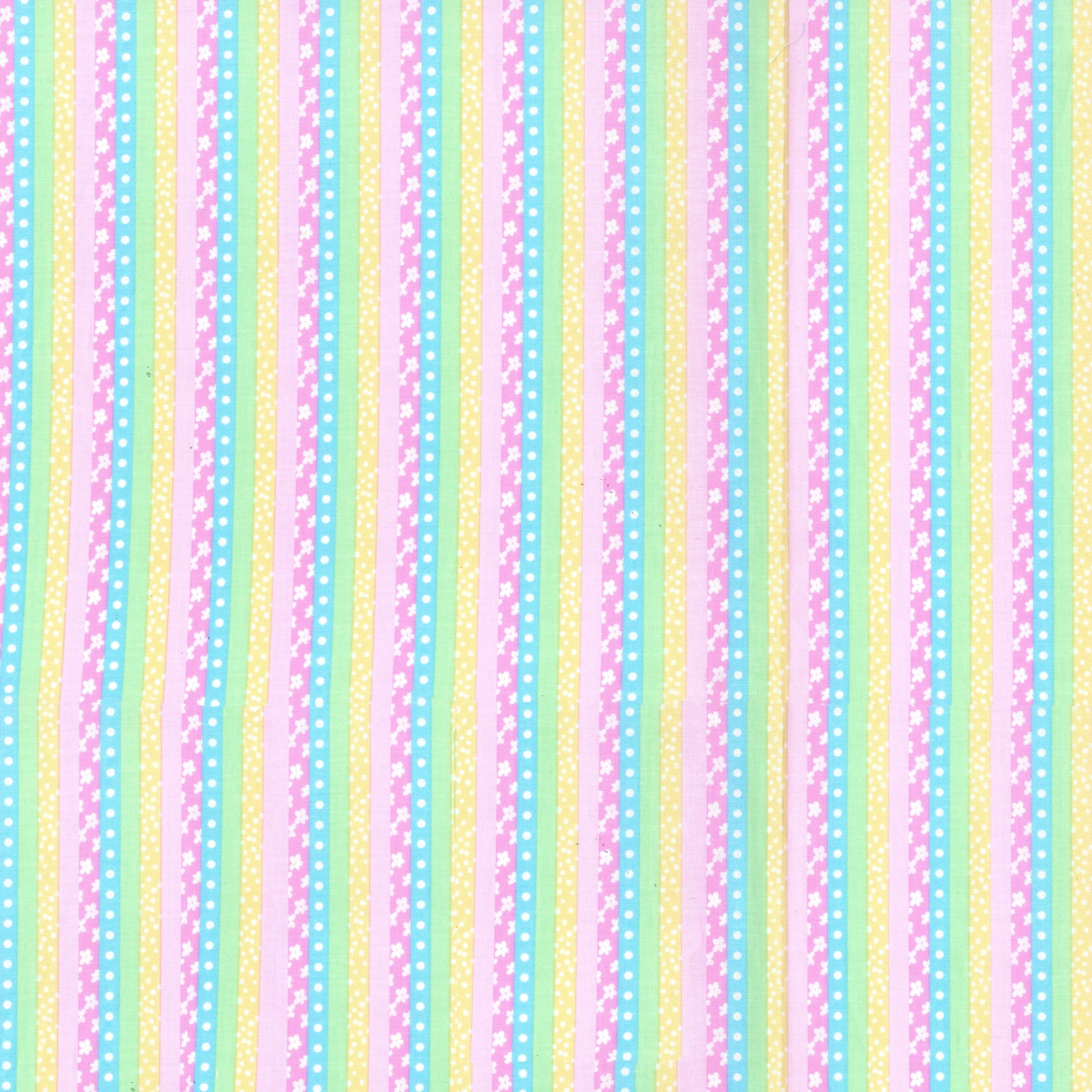 Fabric Traditions Pink Flower Stripe Cotton Fabric