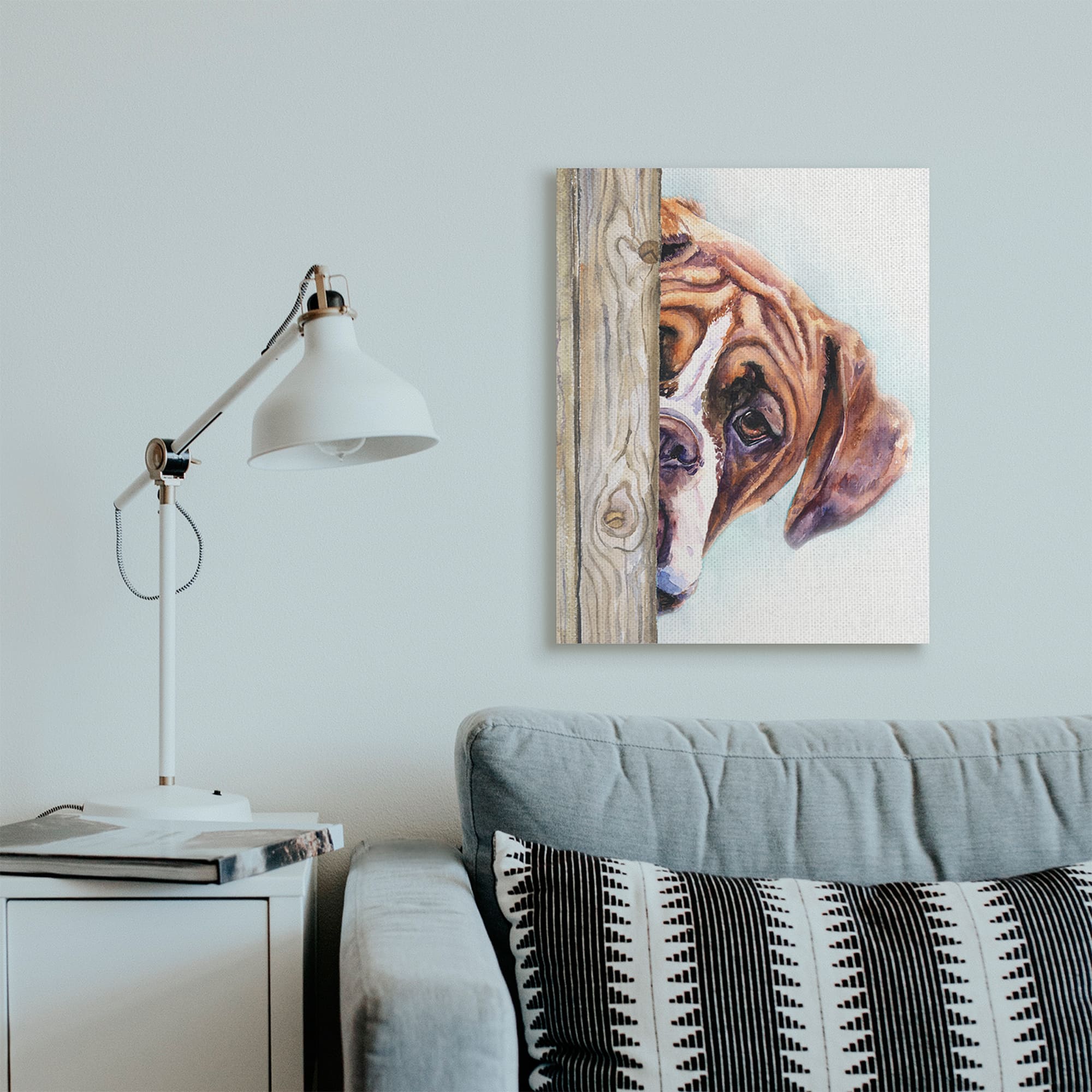 Stupell Industries Boxer Dog Hide and Seek Puppy Portrait Canvas Wall Art