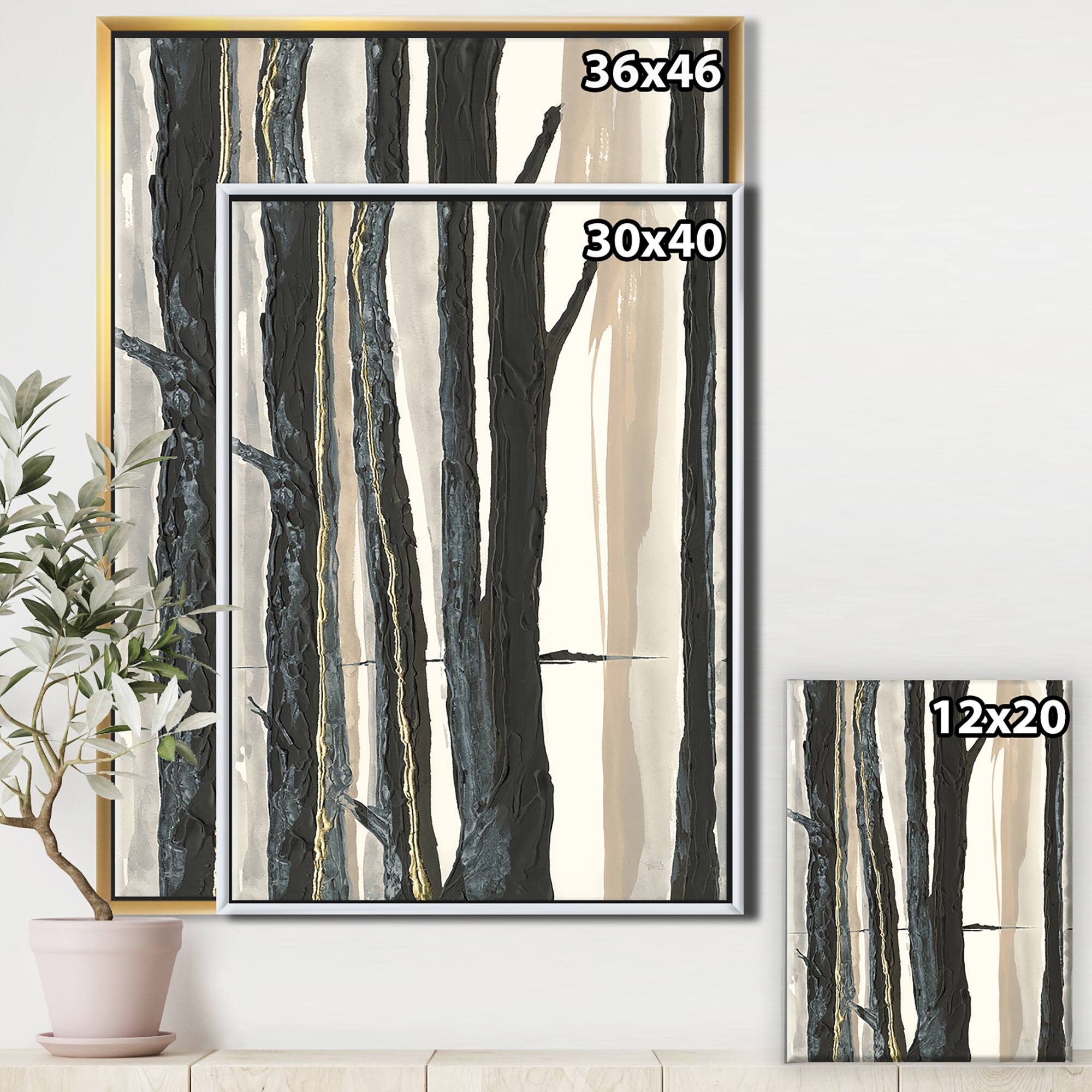 Designart - Forest Silhouette II - Modern Farmhouse Canvas in Gold Frame