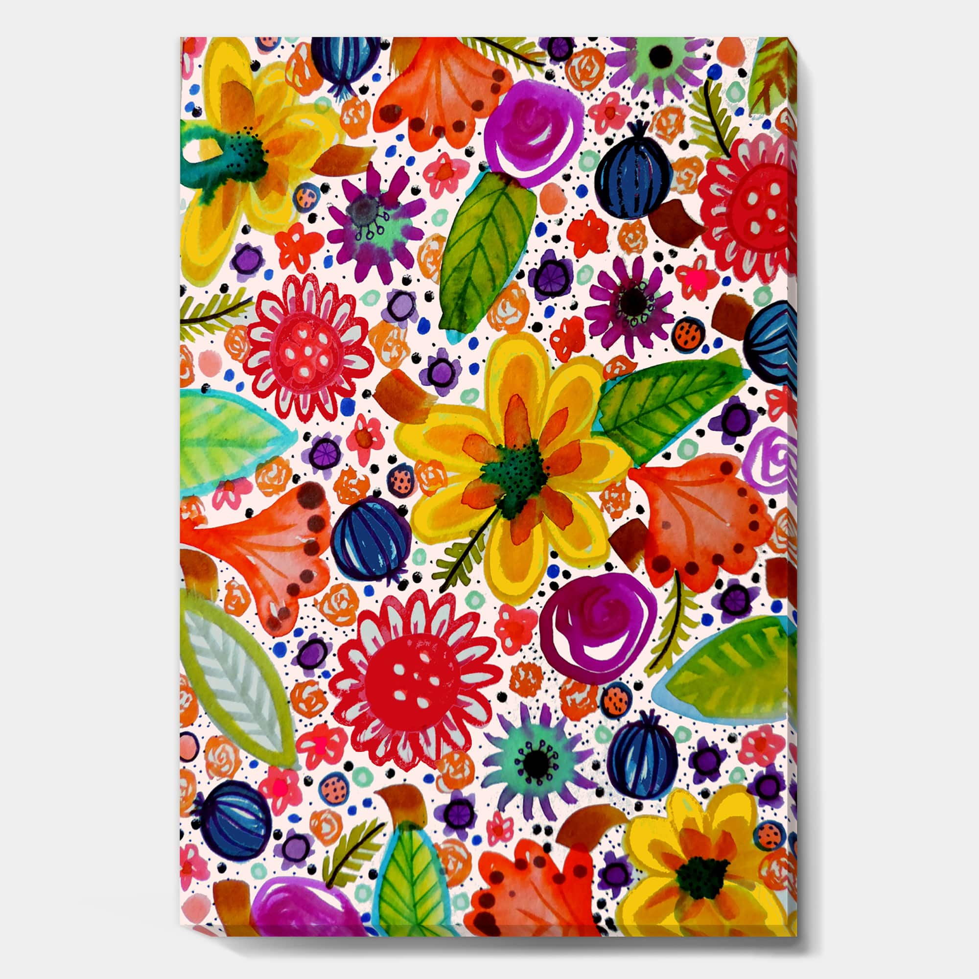 Designart - Handpainted Colorful Spring Flowers - Cottage Gallery-wrapped Canvas