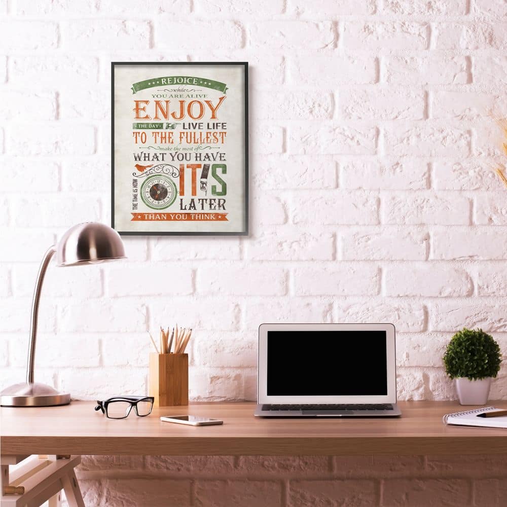 Stupell Industries Now Is The Time Inspirational with Frame Wall Accent