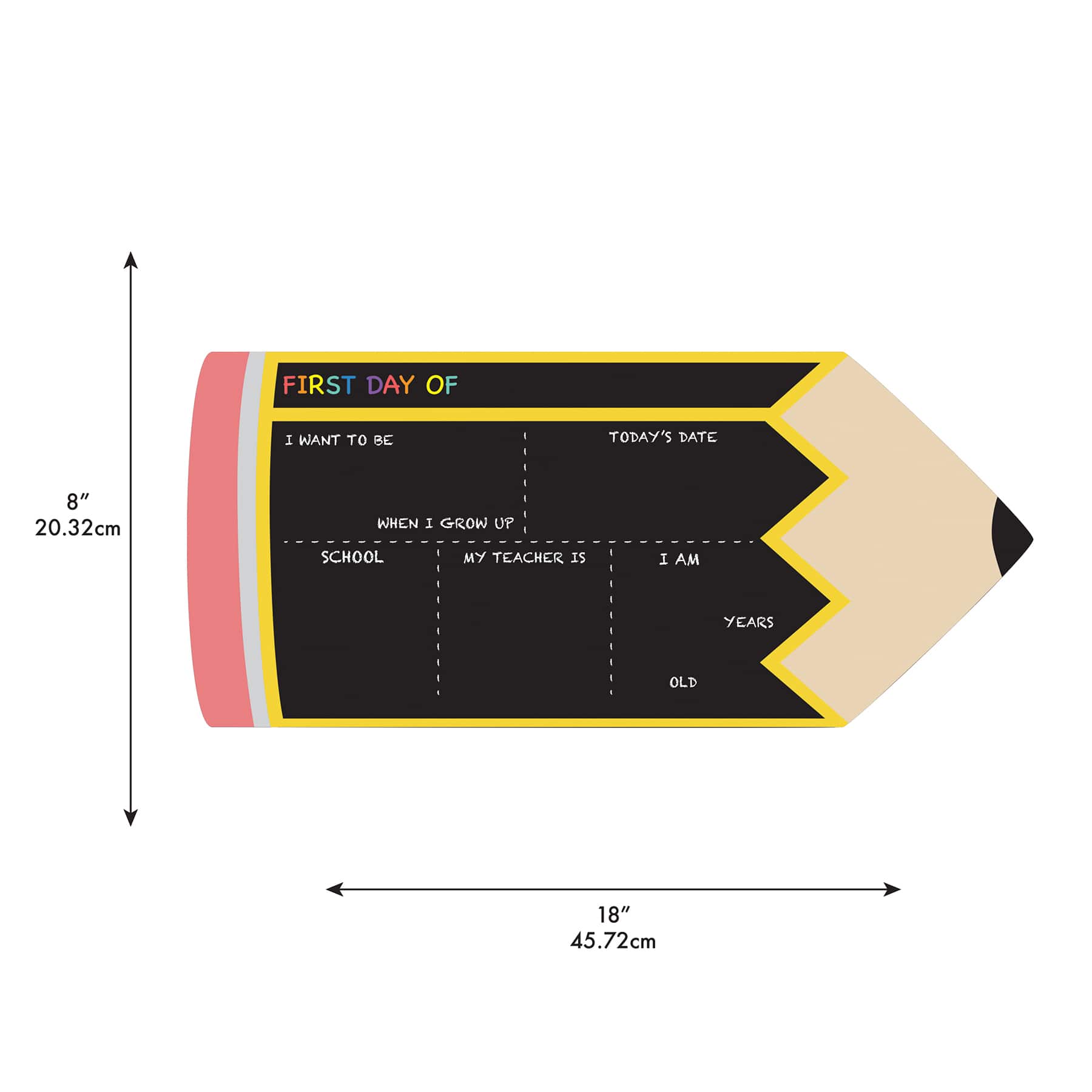 RoomMates Last or First Day of School Pencil Double-Sided Chalkboard