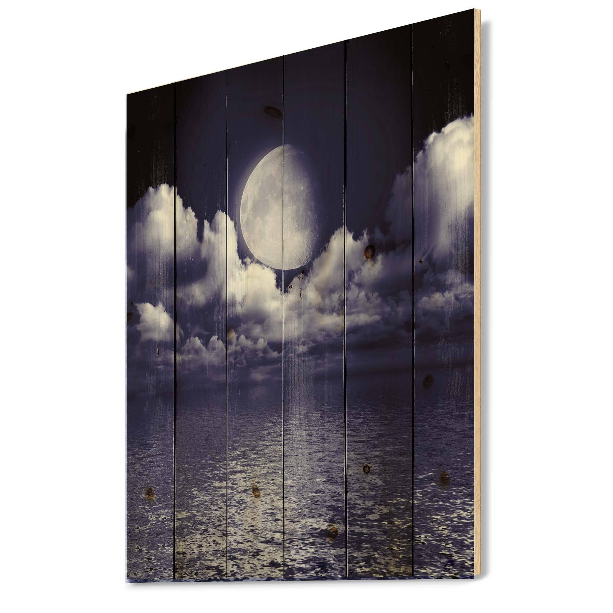 Designart - Full Moon In Cloudy Night Sky V