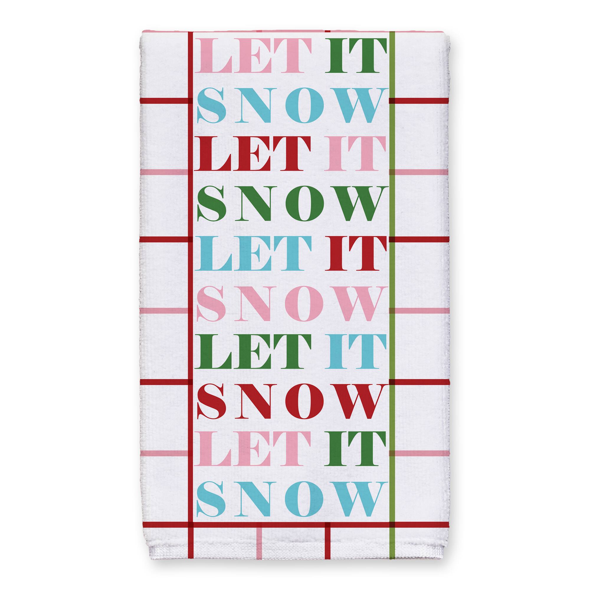 Let It Snow Grid Tea Towels - Set of 2