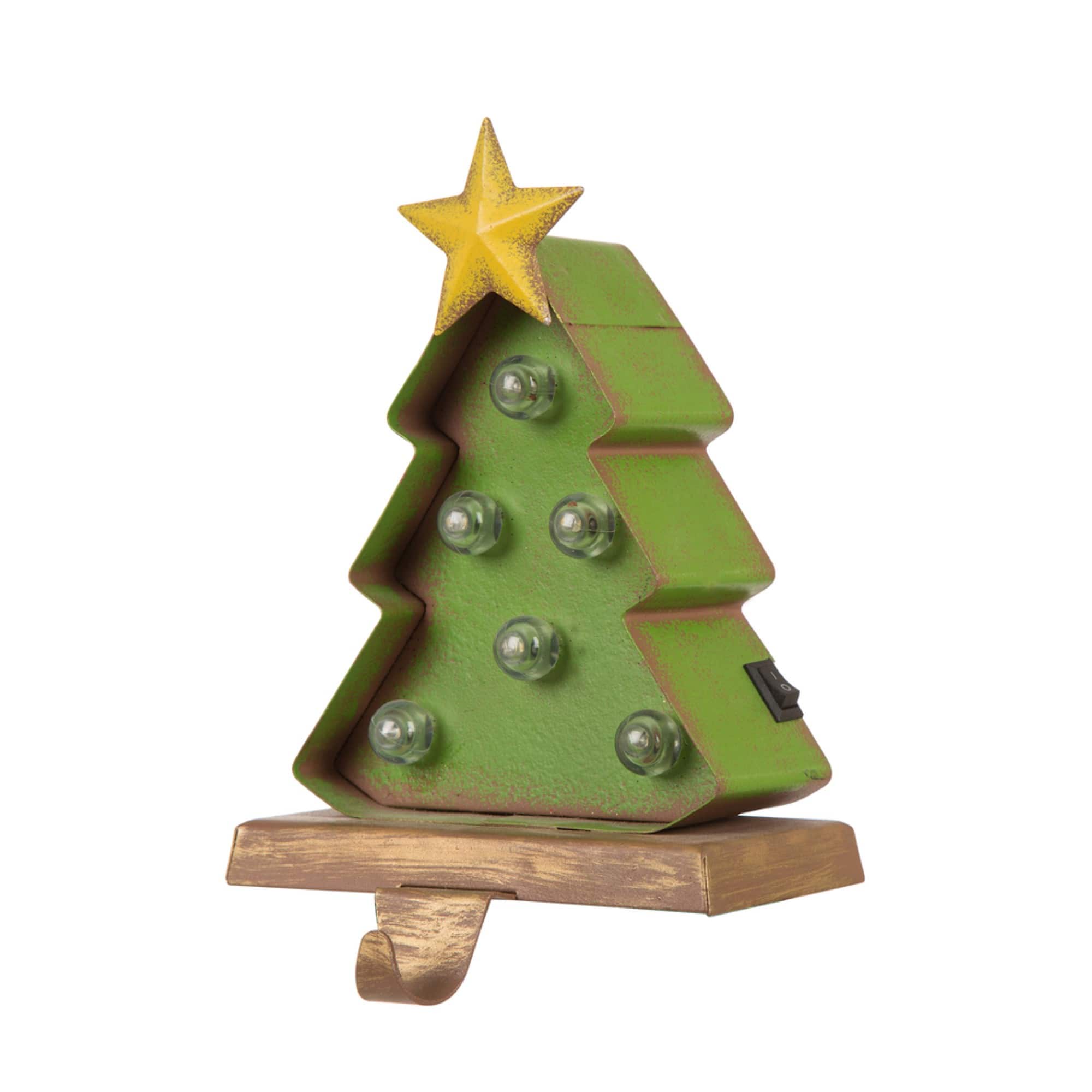 Glitzhome® 7" Marquee LED Snowman Head & Tree Stocking Holder Set