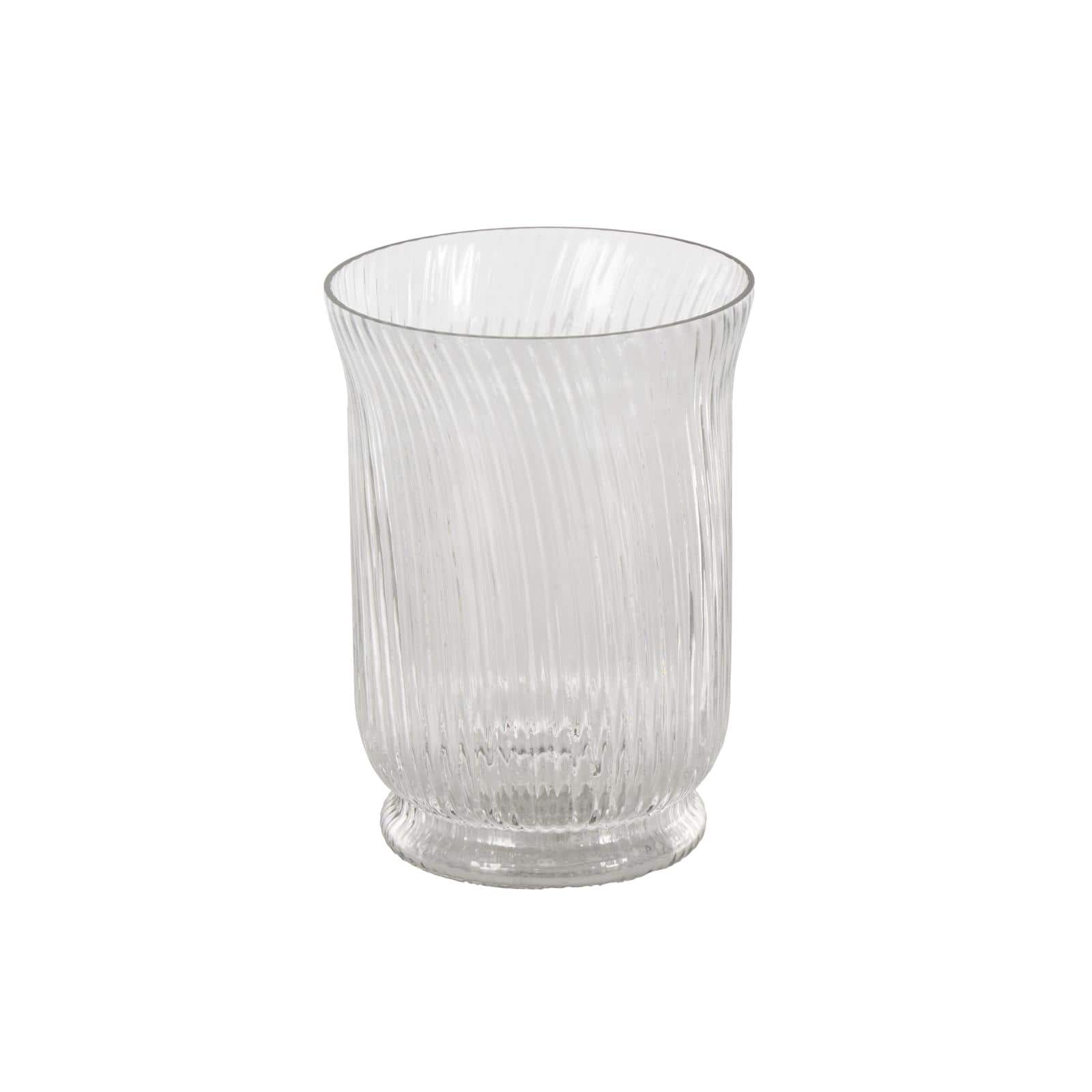 Clear Round Glass Ribbed Fluted Decorative Candle Holder