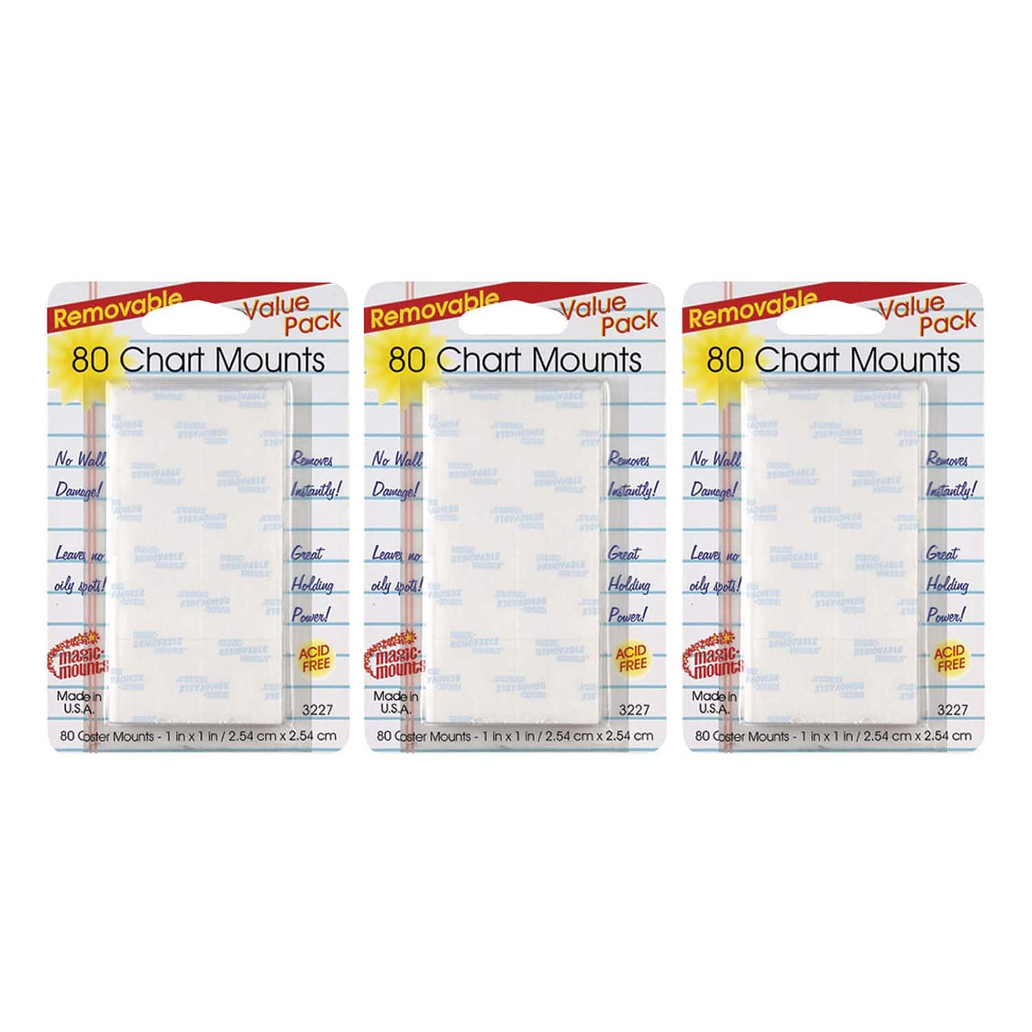 Magic Mounts® 1" Removable Chart Tabs, 3 Packs of 80