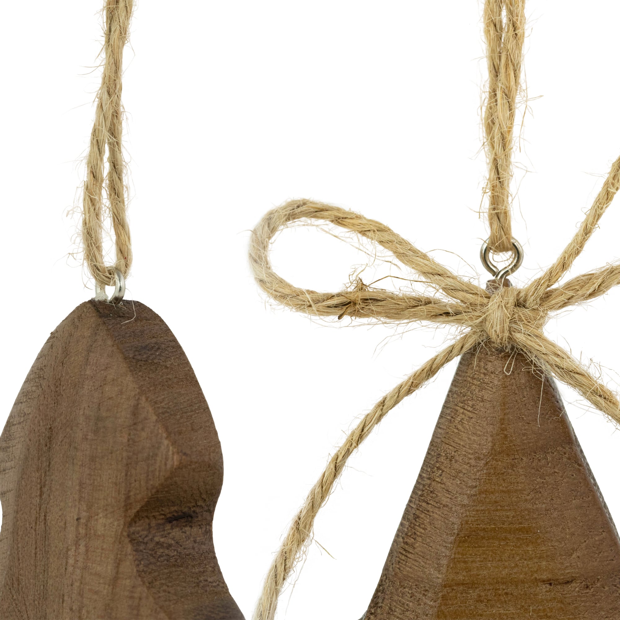 Tree and Star Wooden Christmas Ornaments - 5" - Brown - Set of 2