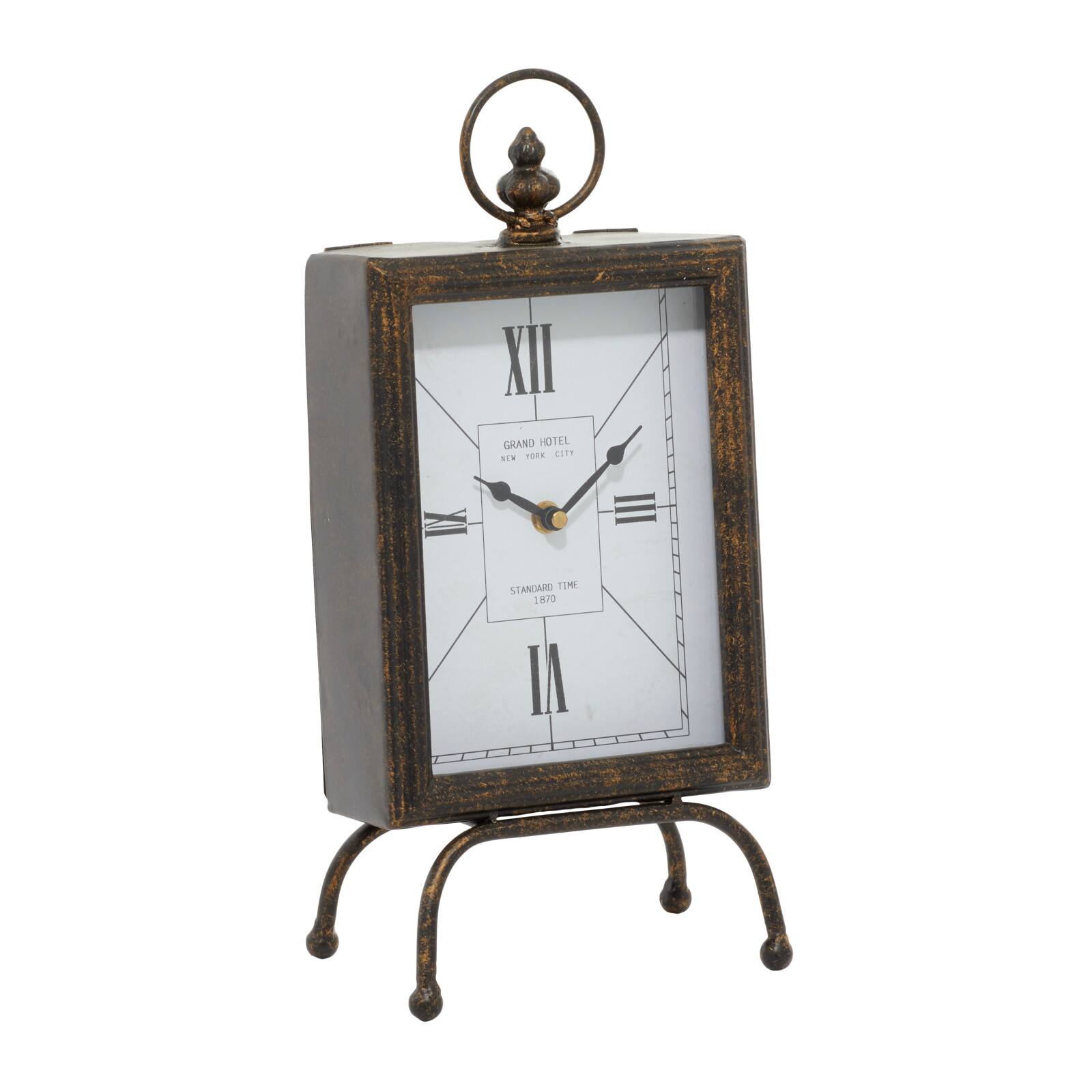 Brass Metal Rustic Clock, 14" x 8" x 4"
