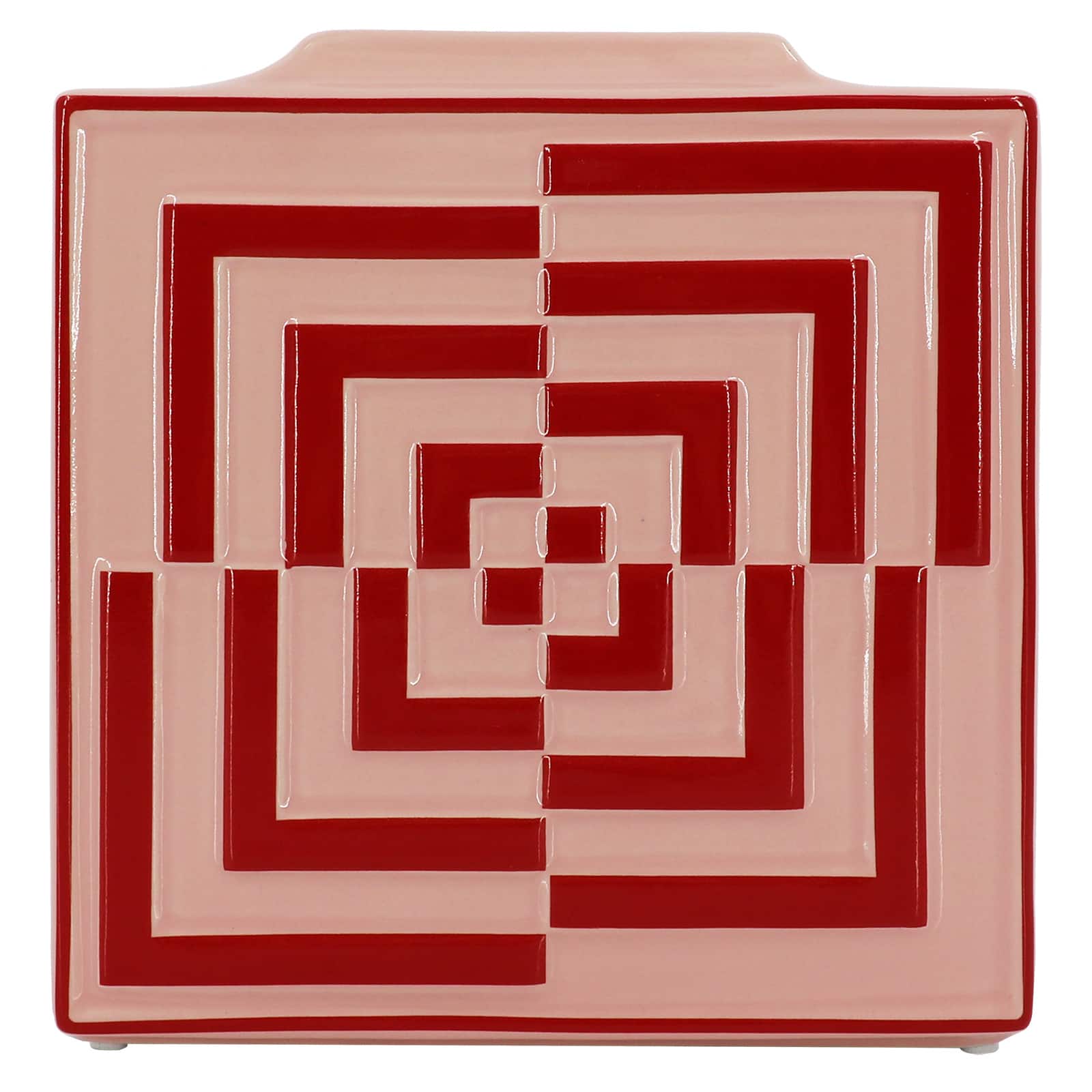 Jonathan Adler x Michaels 9.25" Pink & Red Geometric Illusion Square Tabletop Vase
