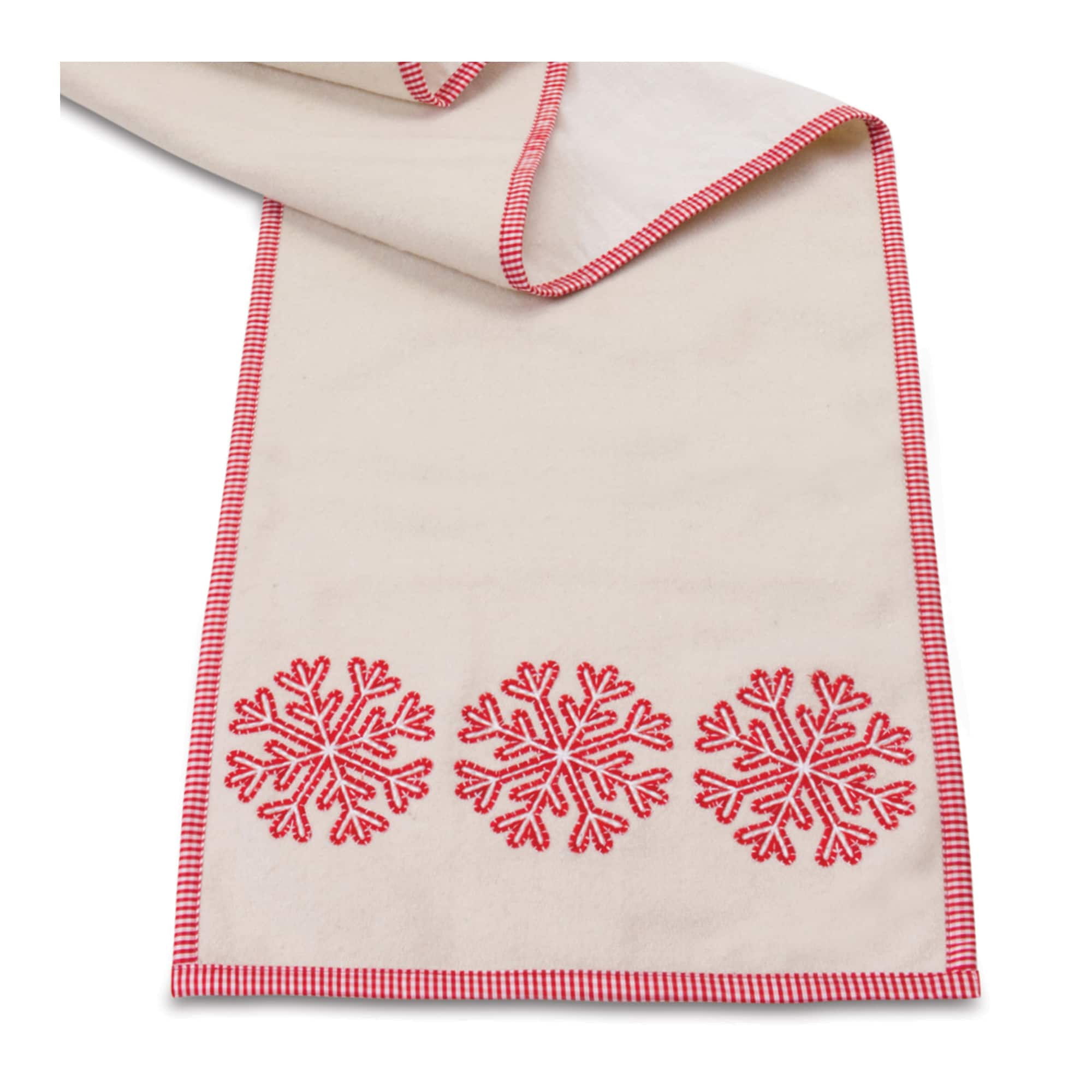 72" Embroidered Snowflake Table Runner