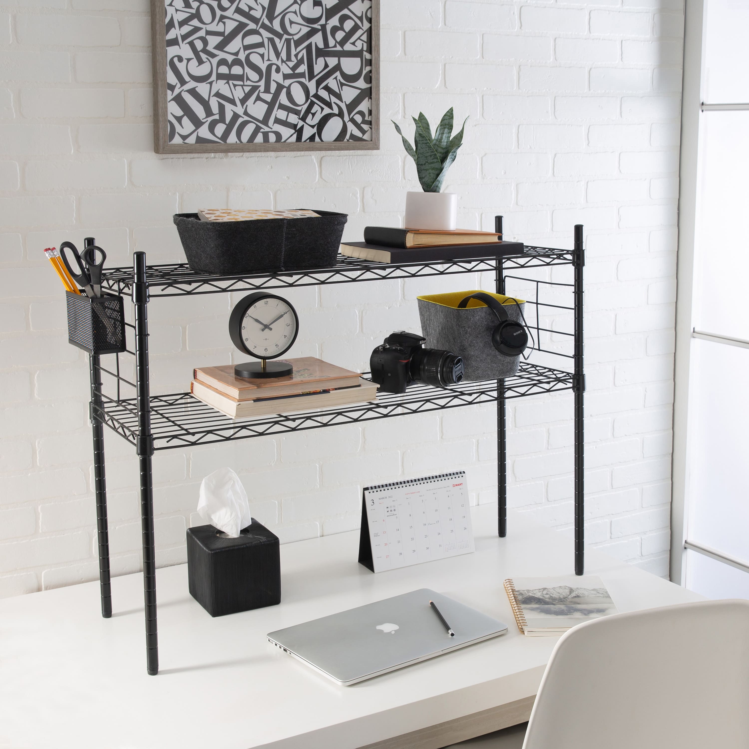 Organize it All Black Steel Etagere Adjustable Shelves