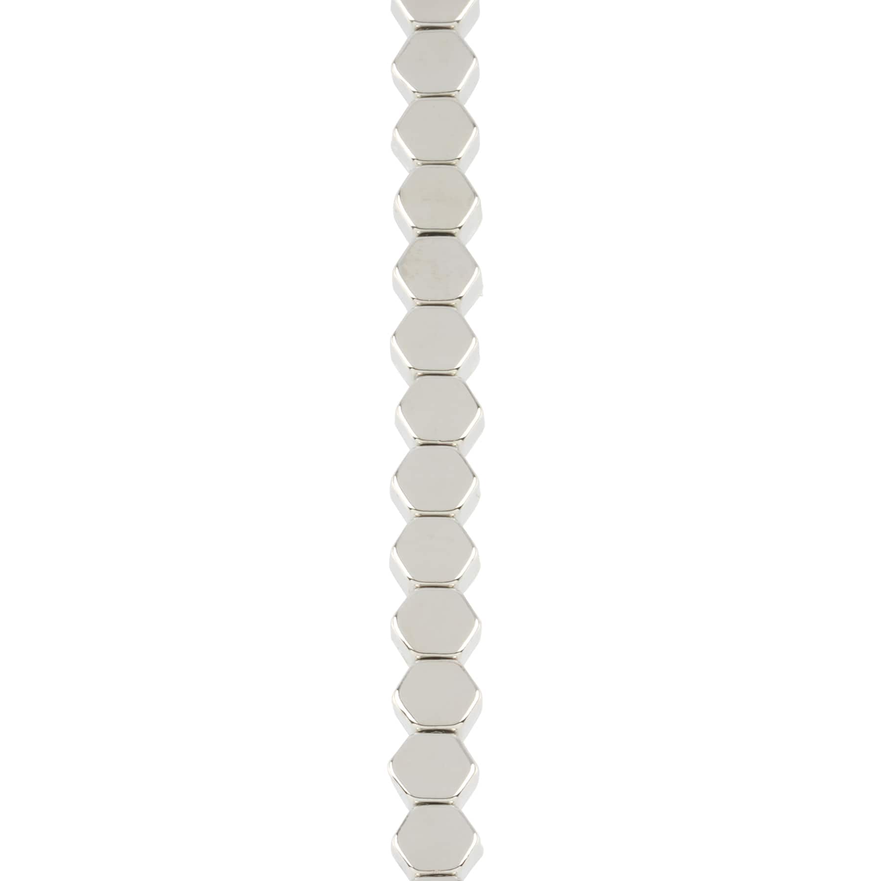 Rhodium Hexagon Beads, 5.5mm by Bead Land Landing™