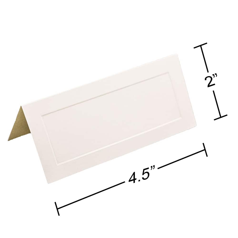 JAM Paper Embossed Border Off White Fold-Over Wedding Table Place Cards, 100ct.