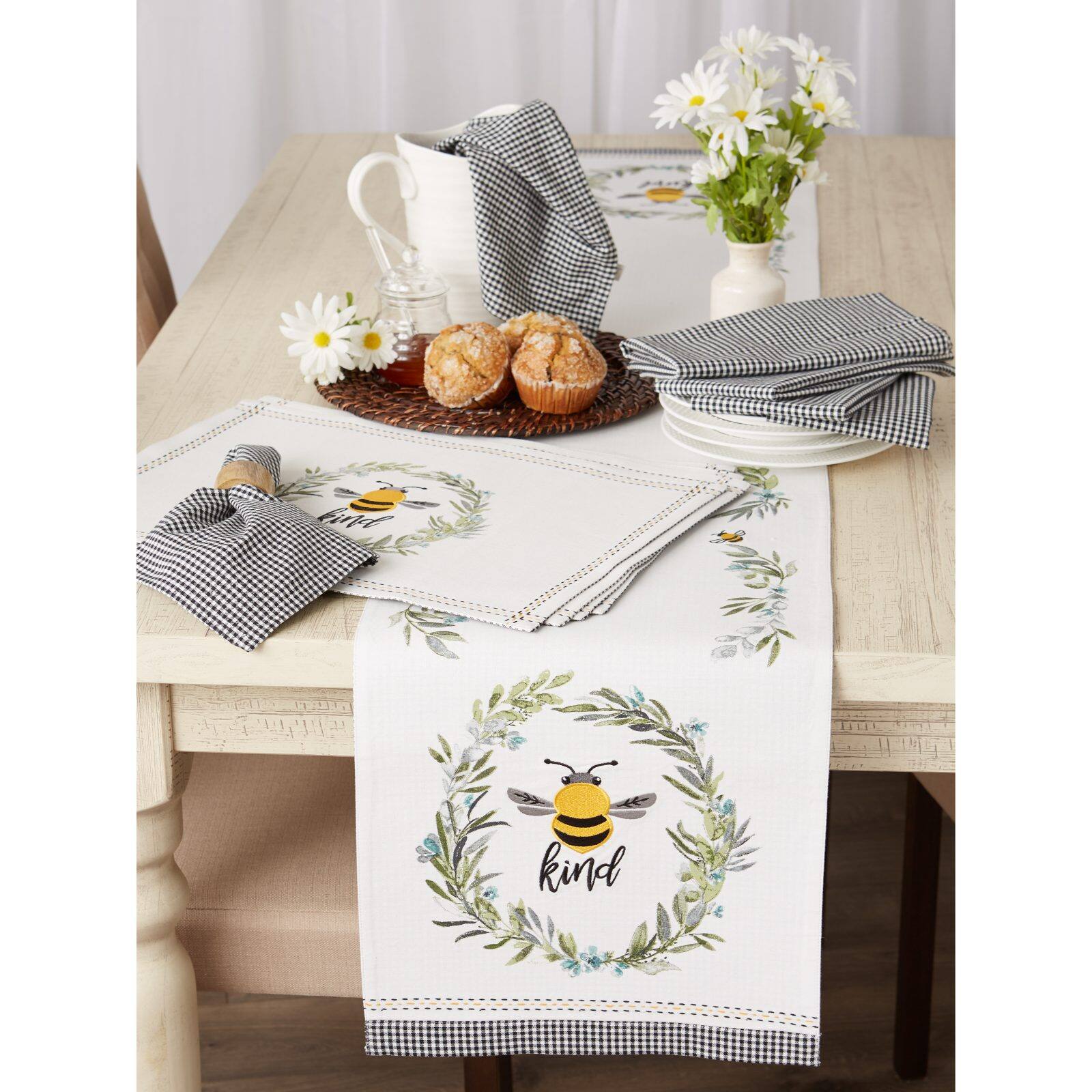 DII® Bee Kind Reversible Embellished Placemats, 6ct. 