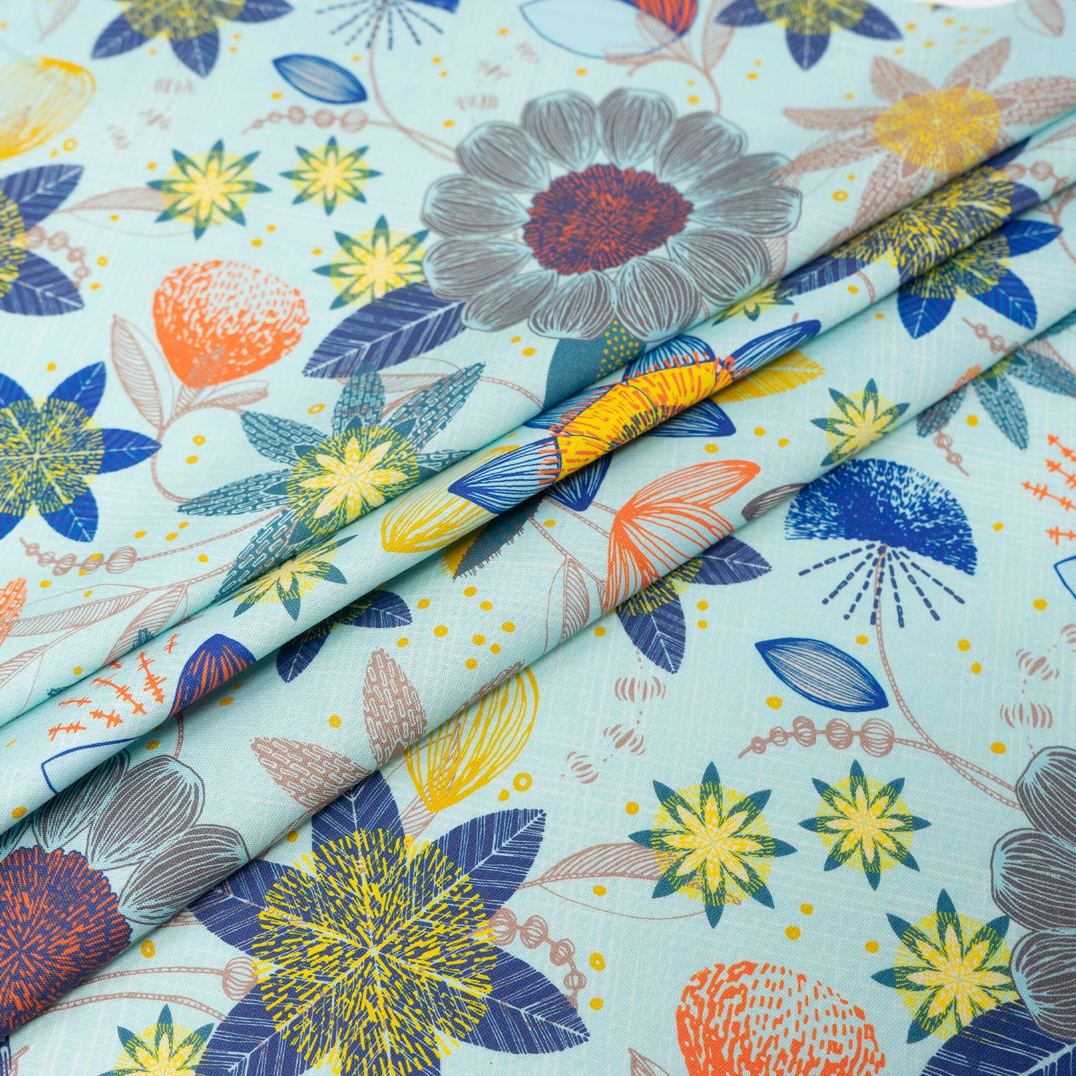 Stitch & Sparkle Mid Century 44" Patio Burst Pool Cotton Fabric