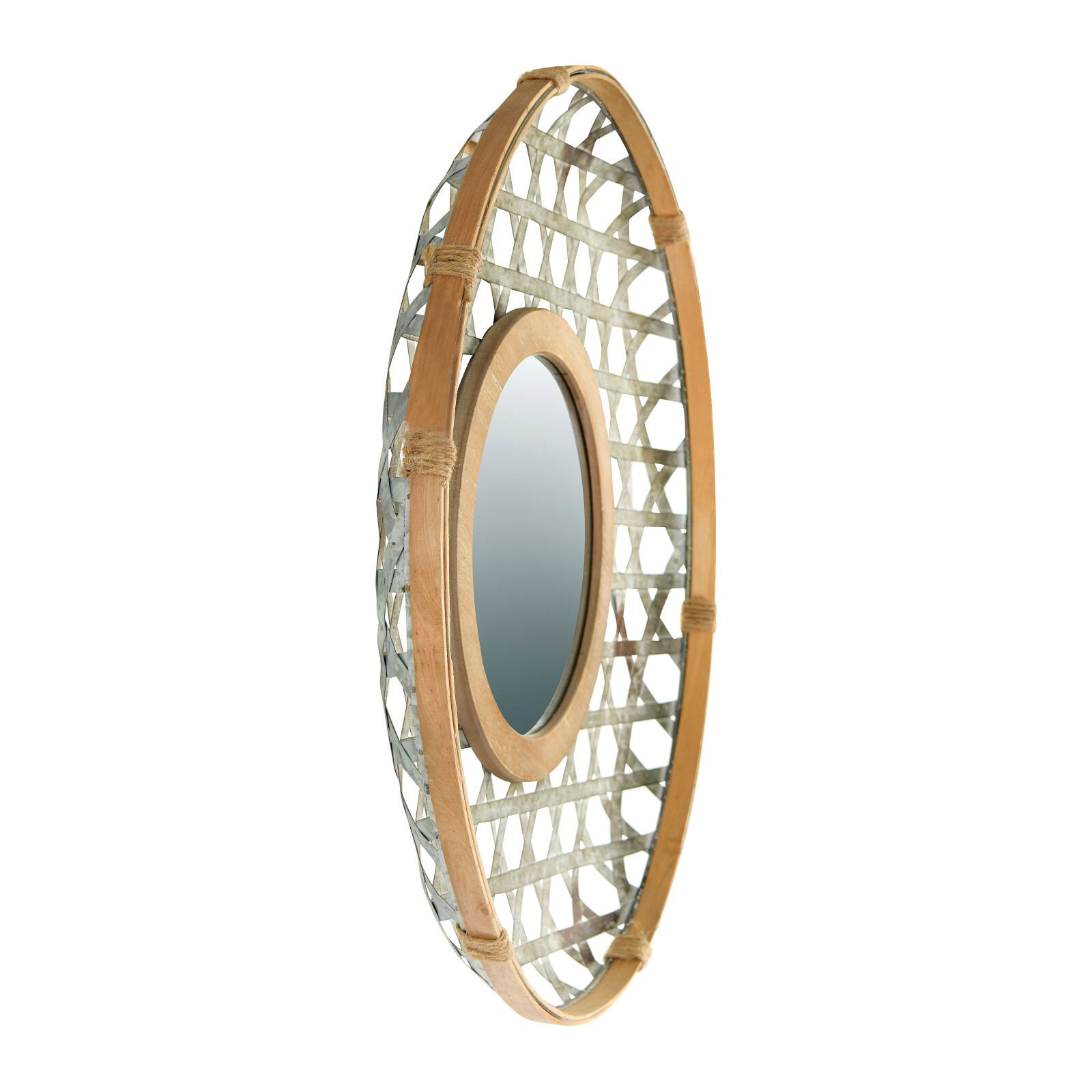 Hello Honey® 23" Silver Metal & Wood Wall Mirror
