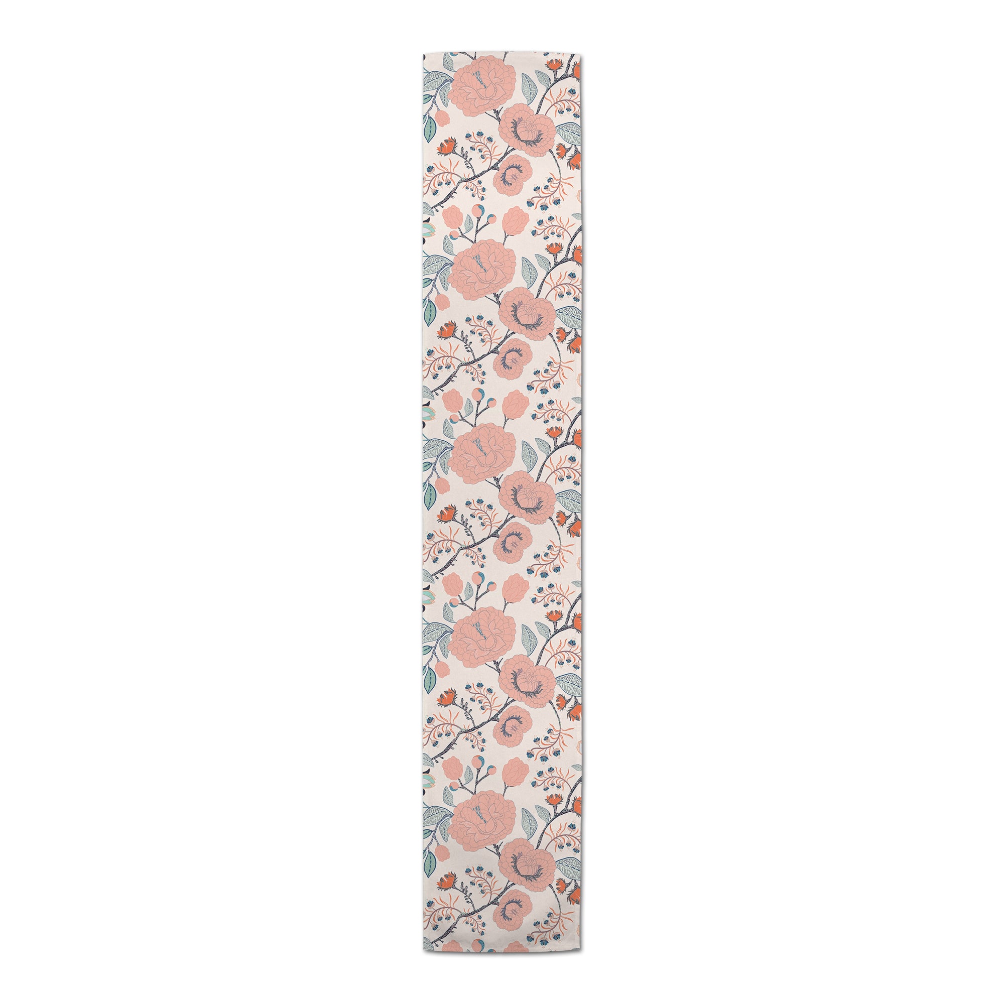 Pink Navy Floral 16" x 90" Cotton Twill Runner
