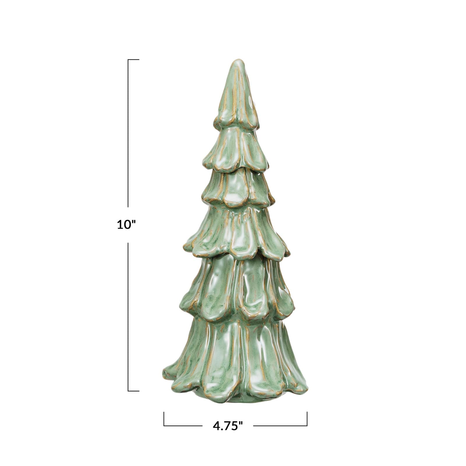 Hello Honey® 10" Green Handmade Stoneware Tree Décor with Reactive Glaze