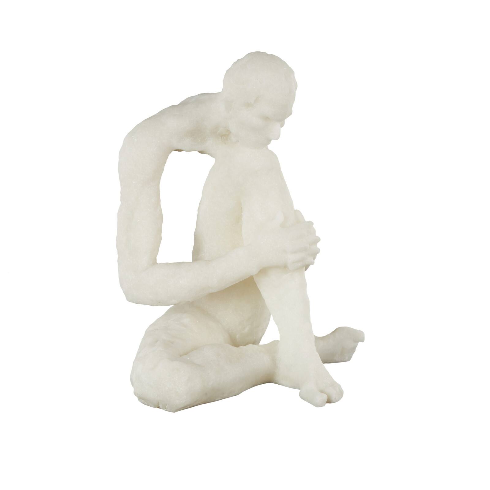 14.25" White Thinking Human Polystone Decorative Sculpture