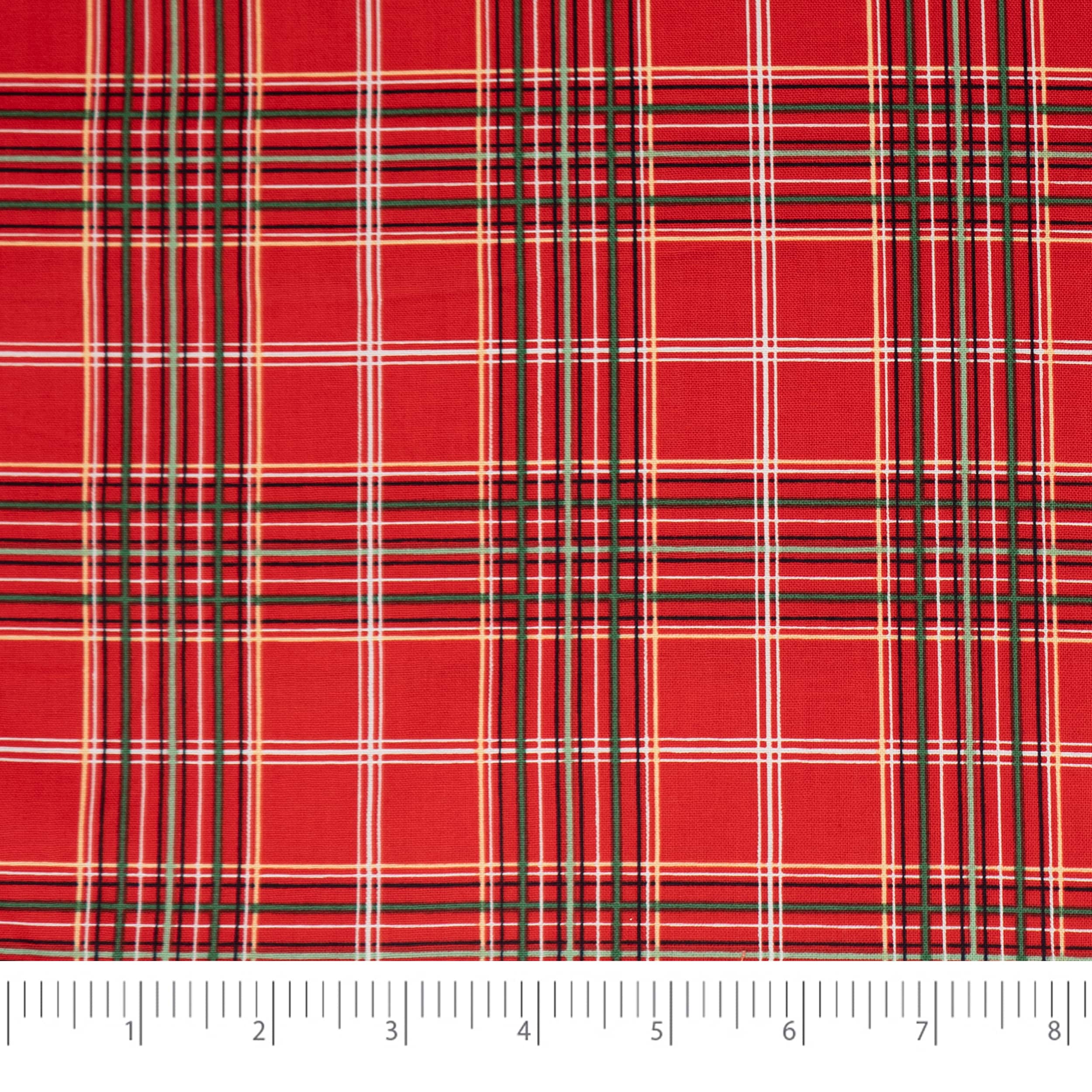 SINGER Christmas Red Plaid Cotton Print Fabric