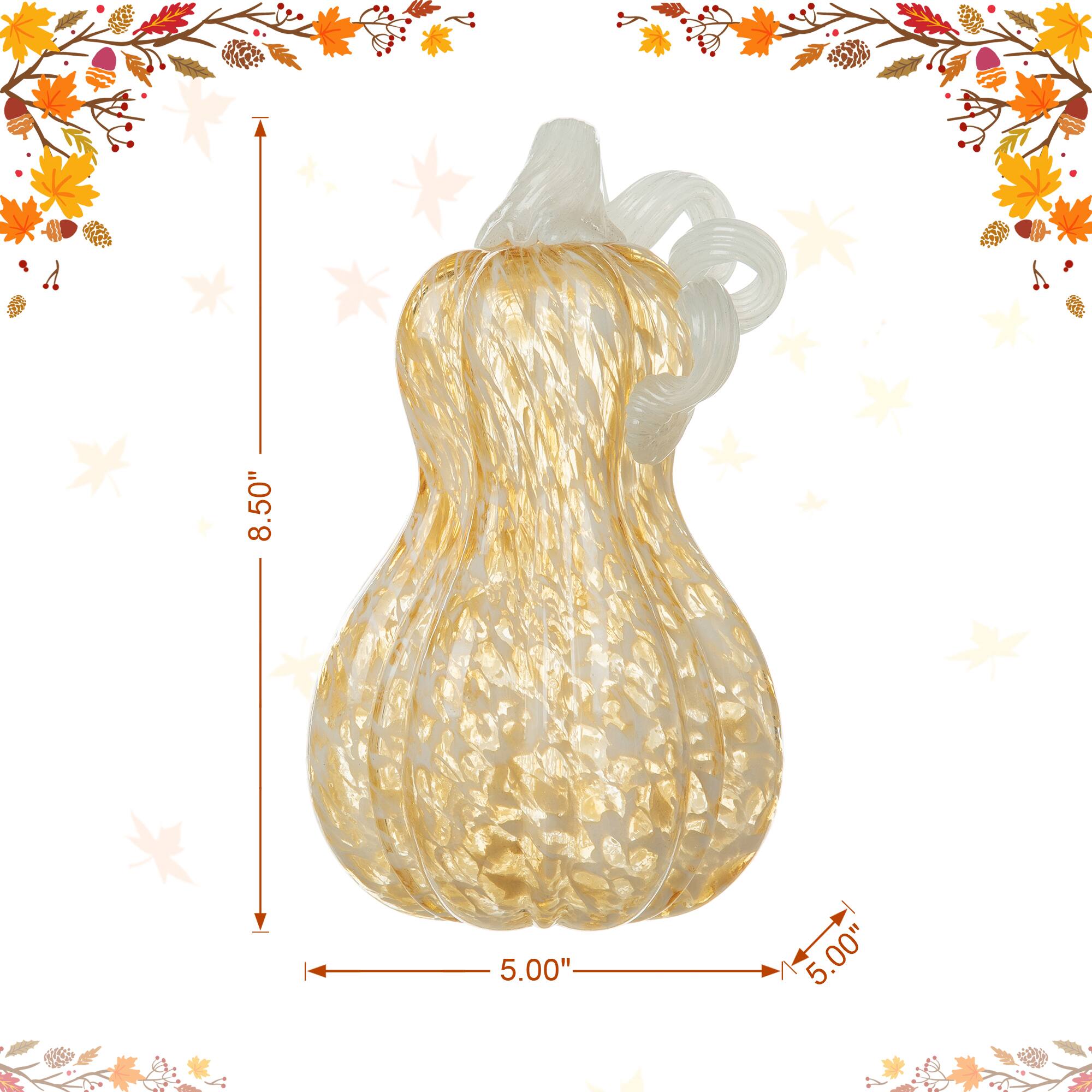 Glitzhome® 8.5" Fall Amber Dots Glass Gourd