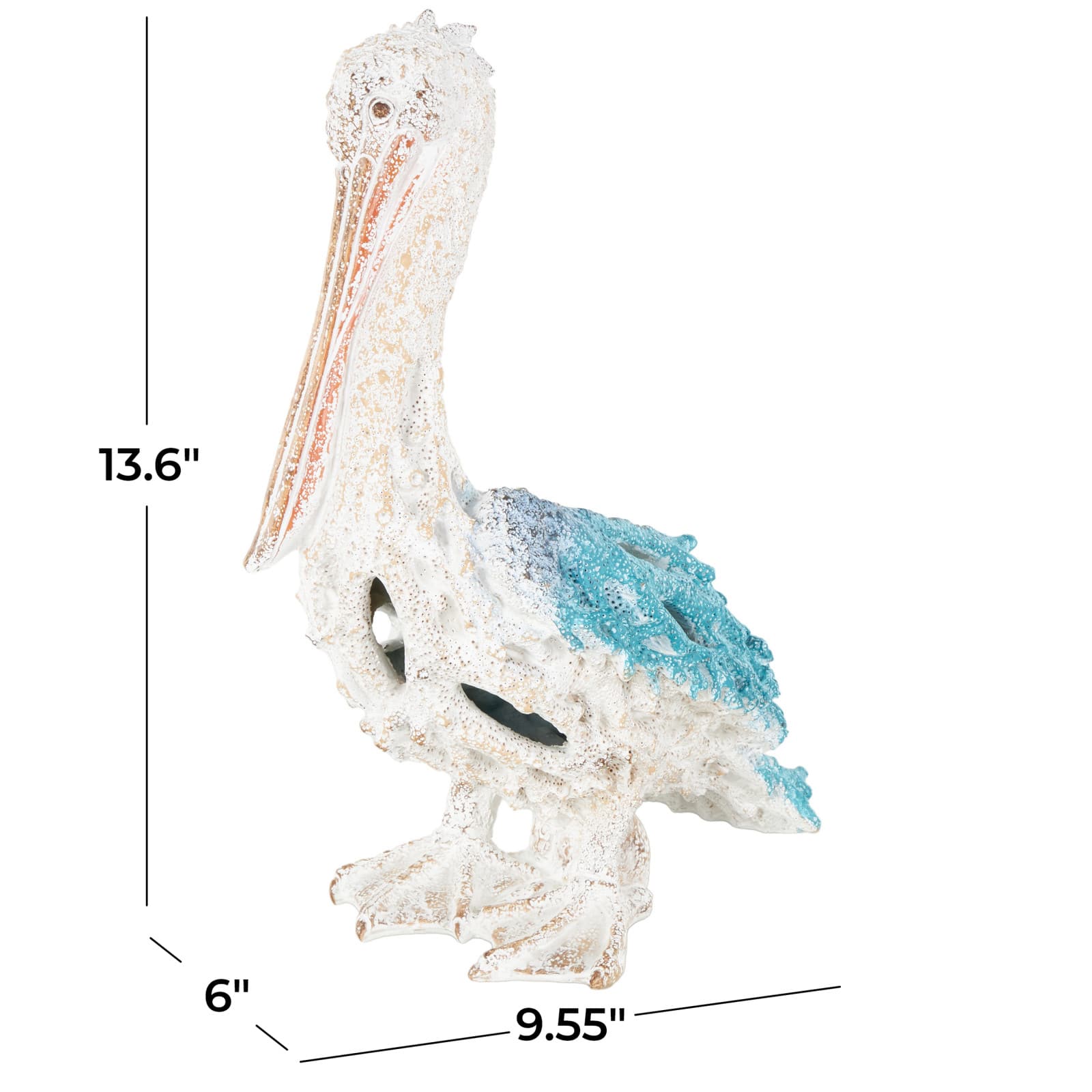 13.5" Textured Polystone Pelican Sculpture