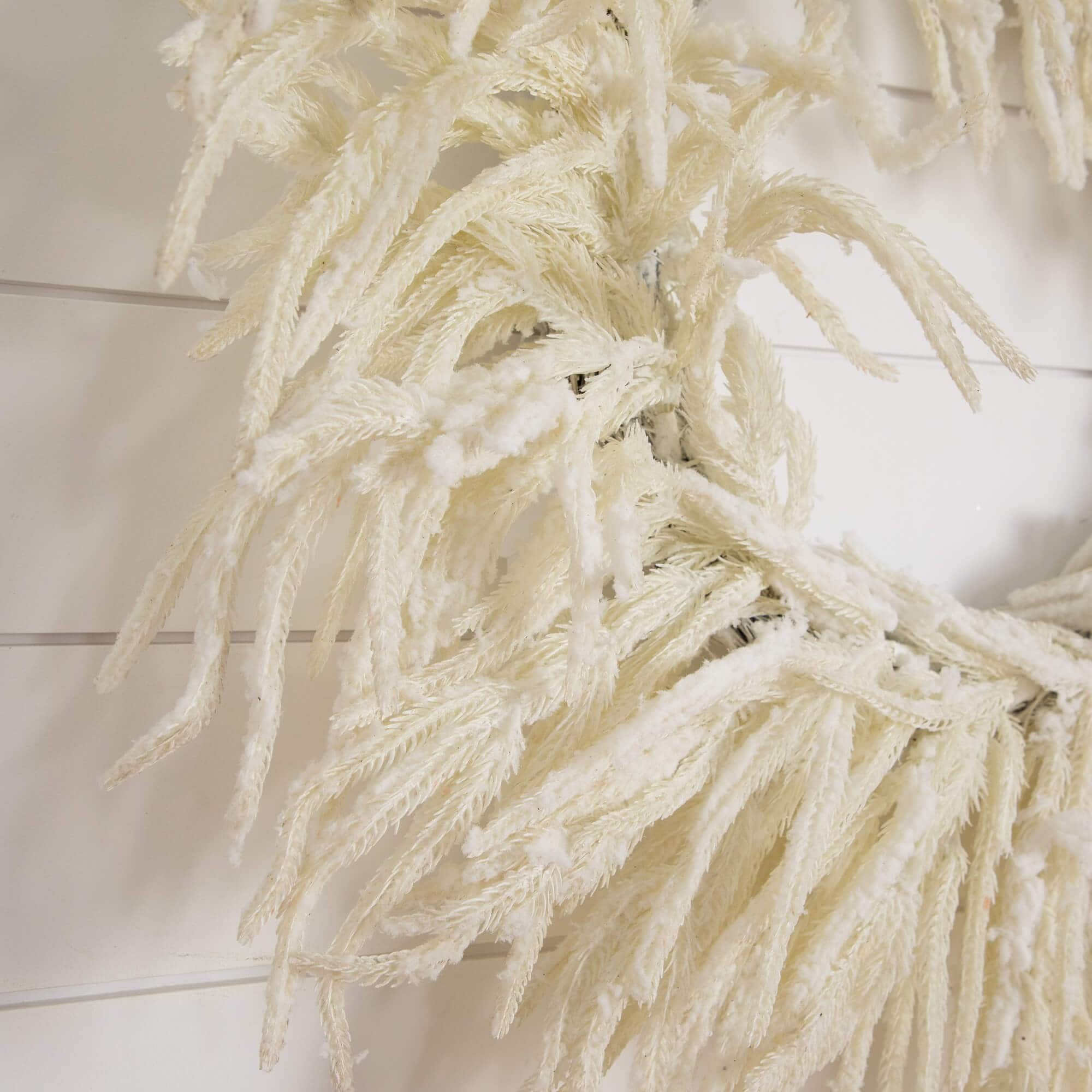 24in. Artificial Real Touch White Norfolk Island Pine Wreath with Natural Look