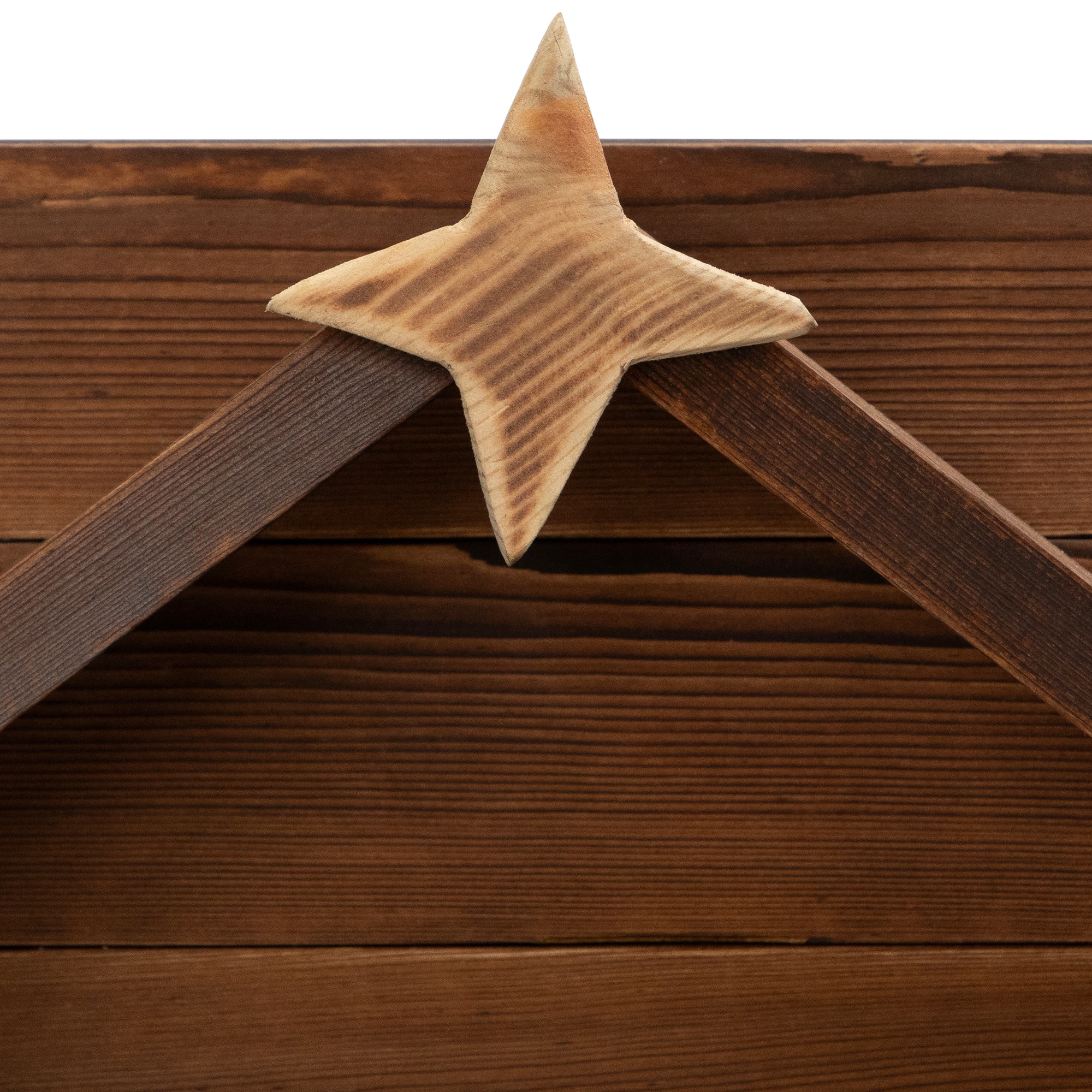 Wooden Nativity Stable with Star and Palm Tree - 22"