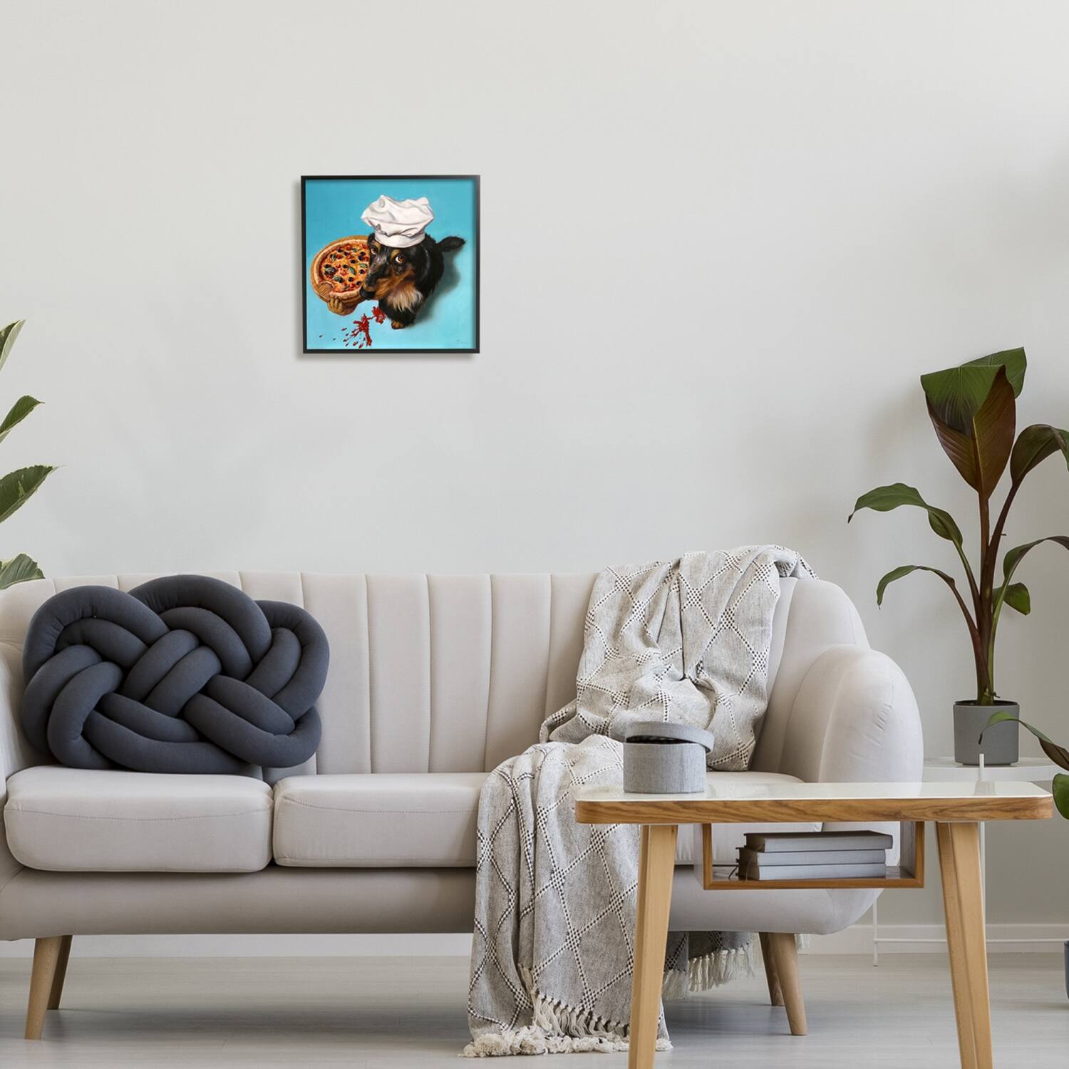 Stupell Industries Dog Chef Pizza Bite Portrait Framed Giclee Art