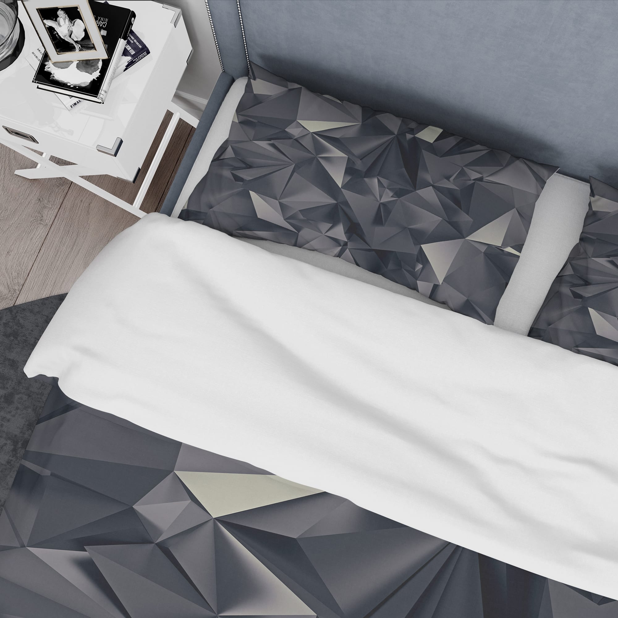 Designart 'Geometric Triangular Shades of Black' Modern & Contemporary Bedding Set - Duvet Cover & Shams