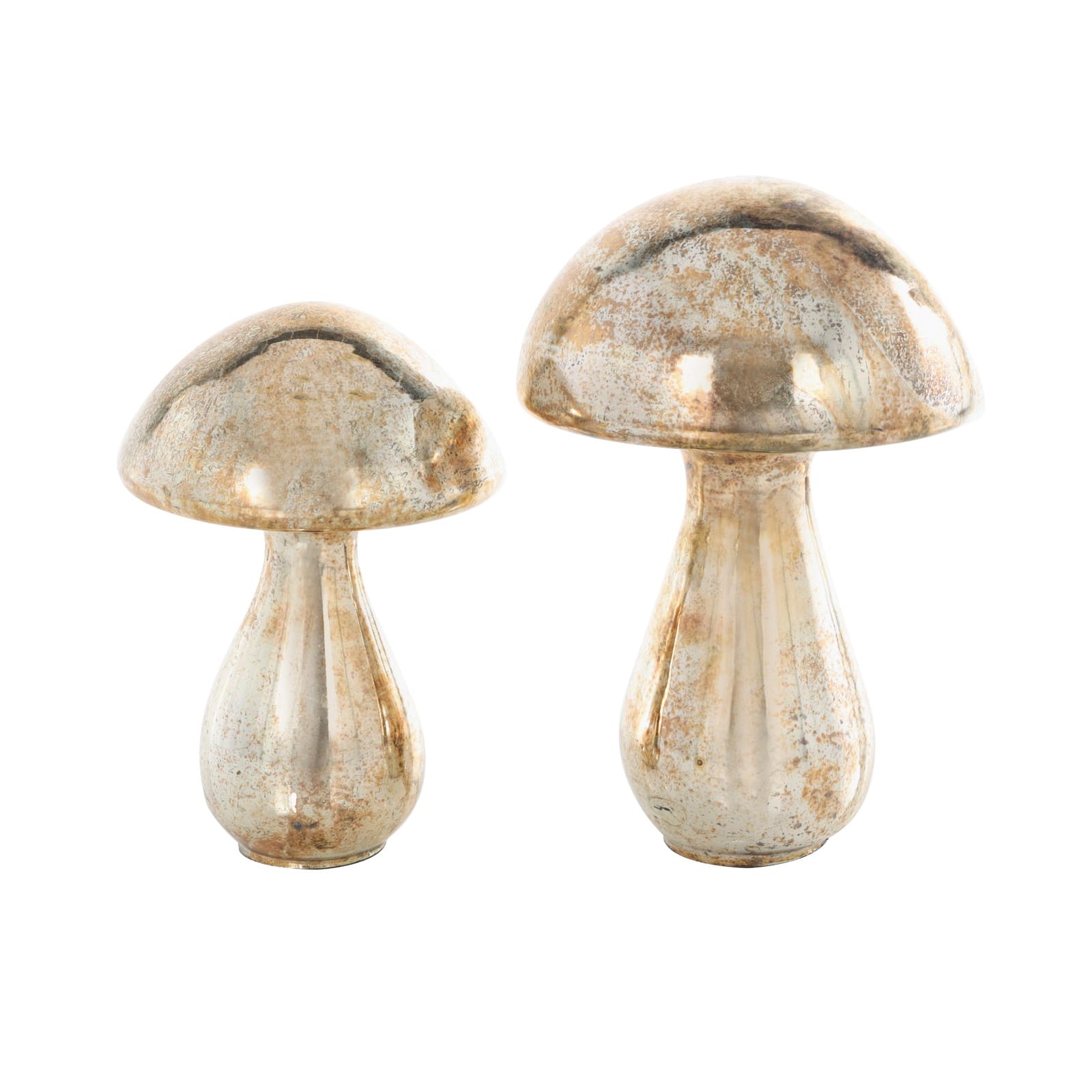 Champagne Glass Mushroom Handmade Glossy Weathered Sculpture Set