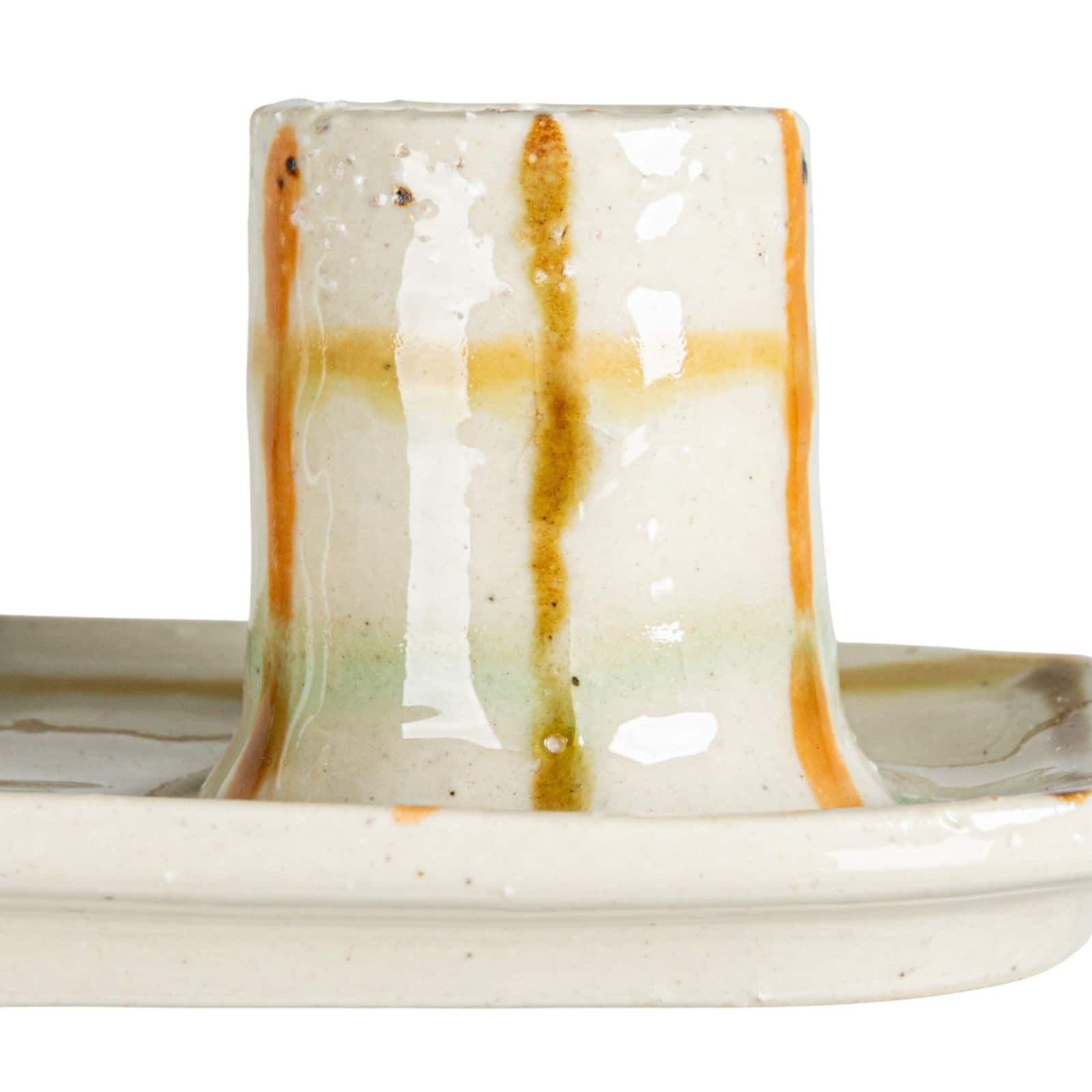 Hello Honey® 5.75" Multicolor Plaid Charm Stoneware Taper Candle Holder