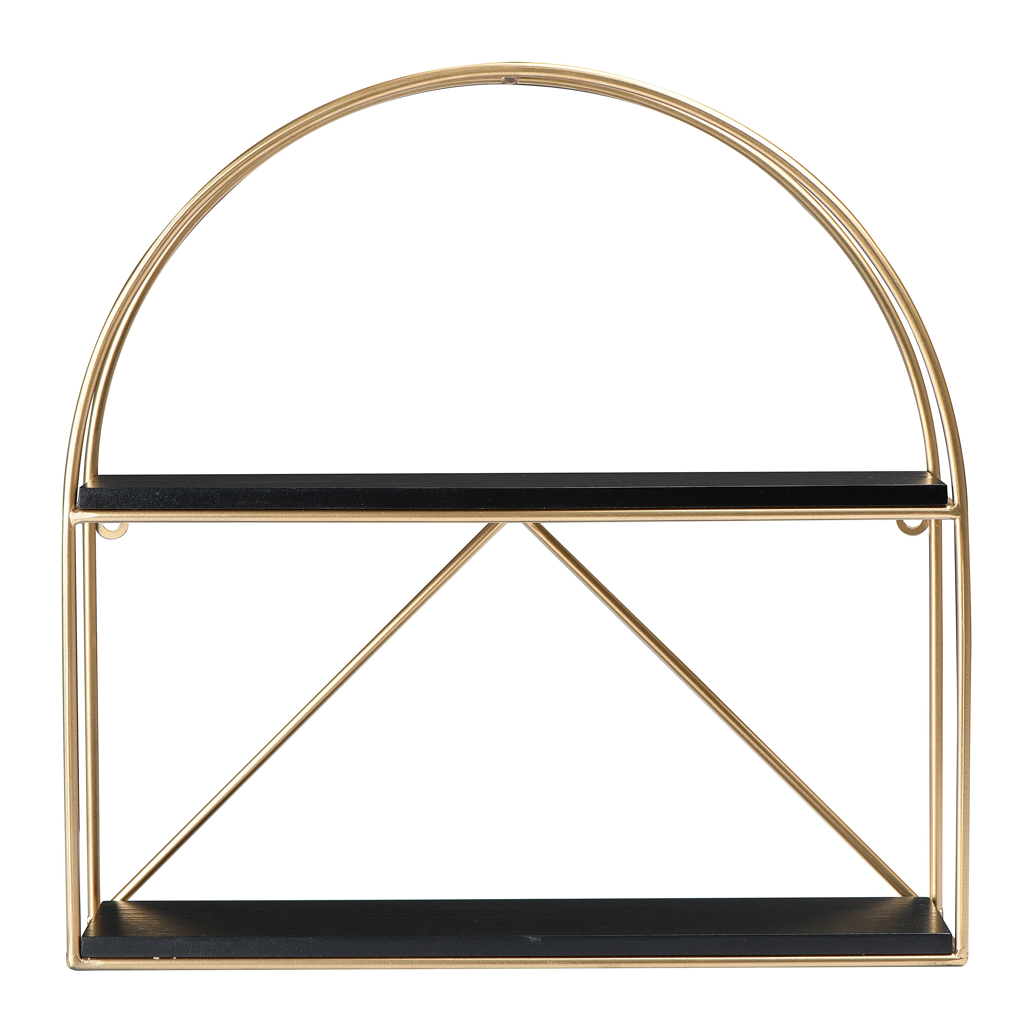 Hello Honey® Wood & Metal Gold Crescent Wall Shelf