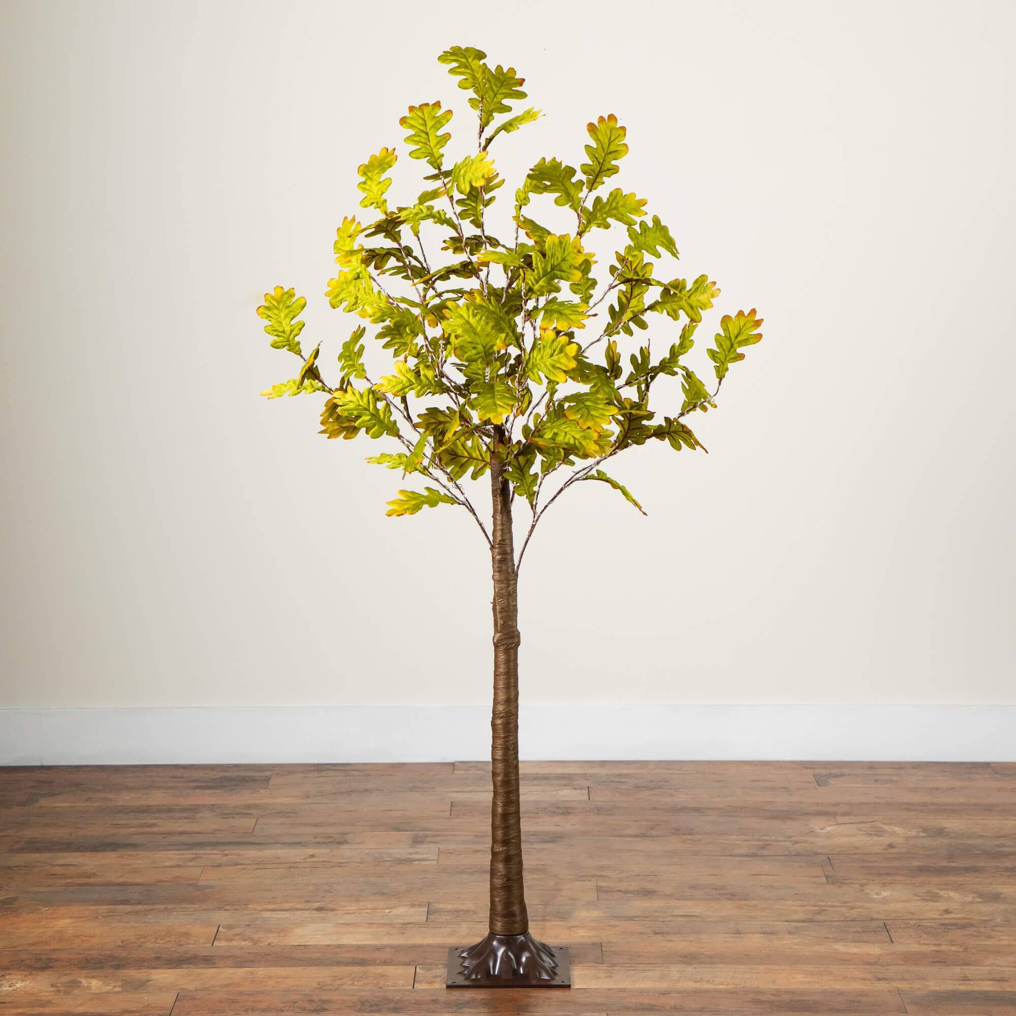 6ft. Pre-Lit Green Autumn Oak Artificial Fall Tree with 250 Warm White LED Lights