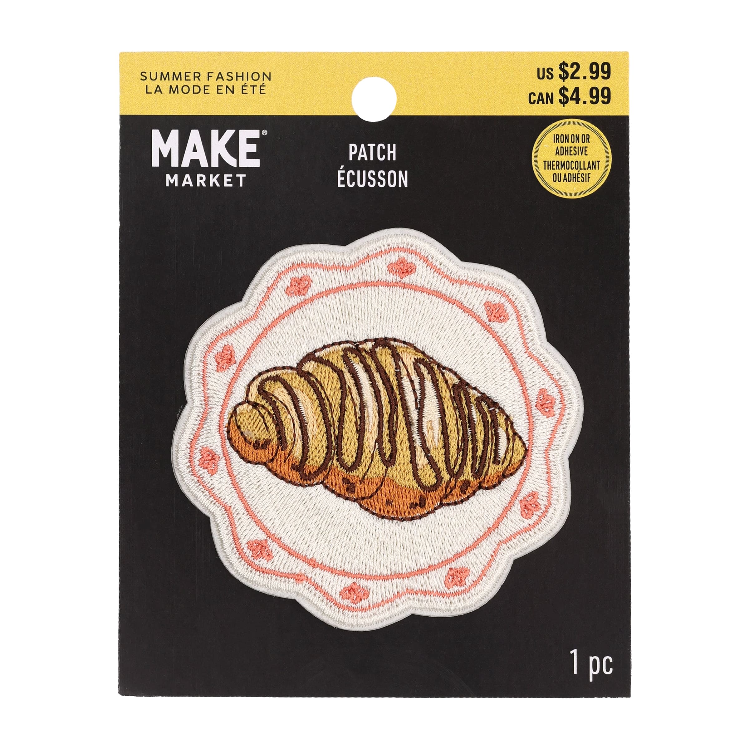 Summer Fashion Croissant Iron-On & Adhesive Embroidered Patch by Make Market®