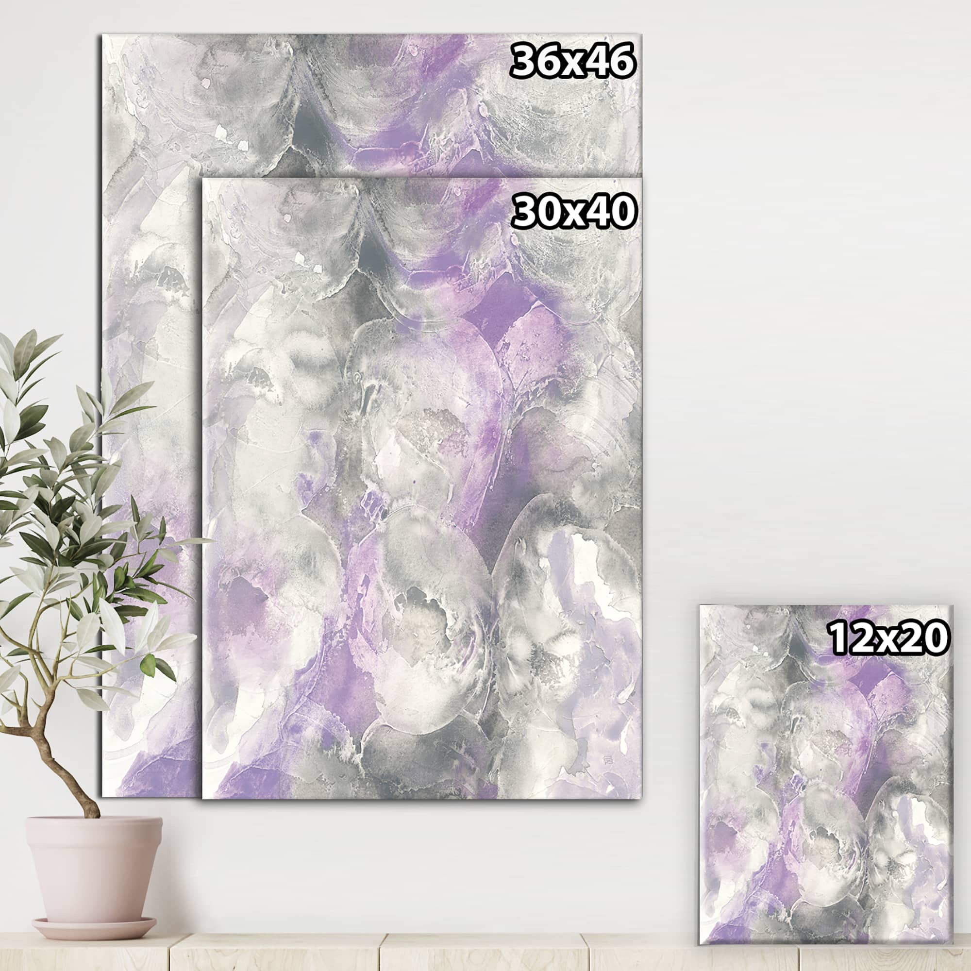 Designart - Watercolor Minimal Purple Tones III - Modern Farmhouse Premium Canvas Wall Art