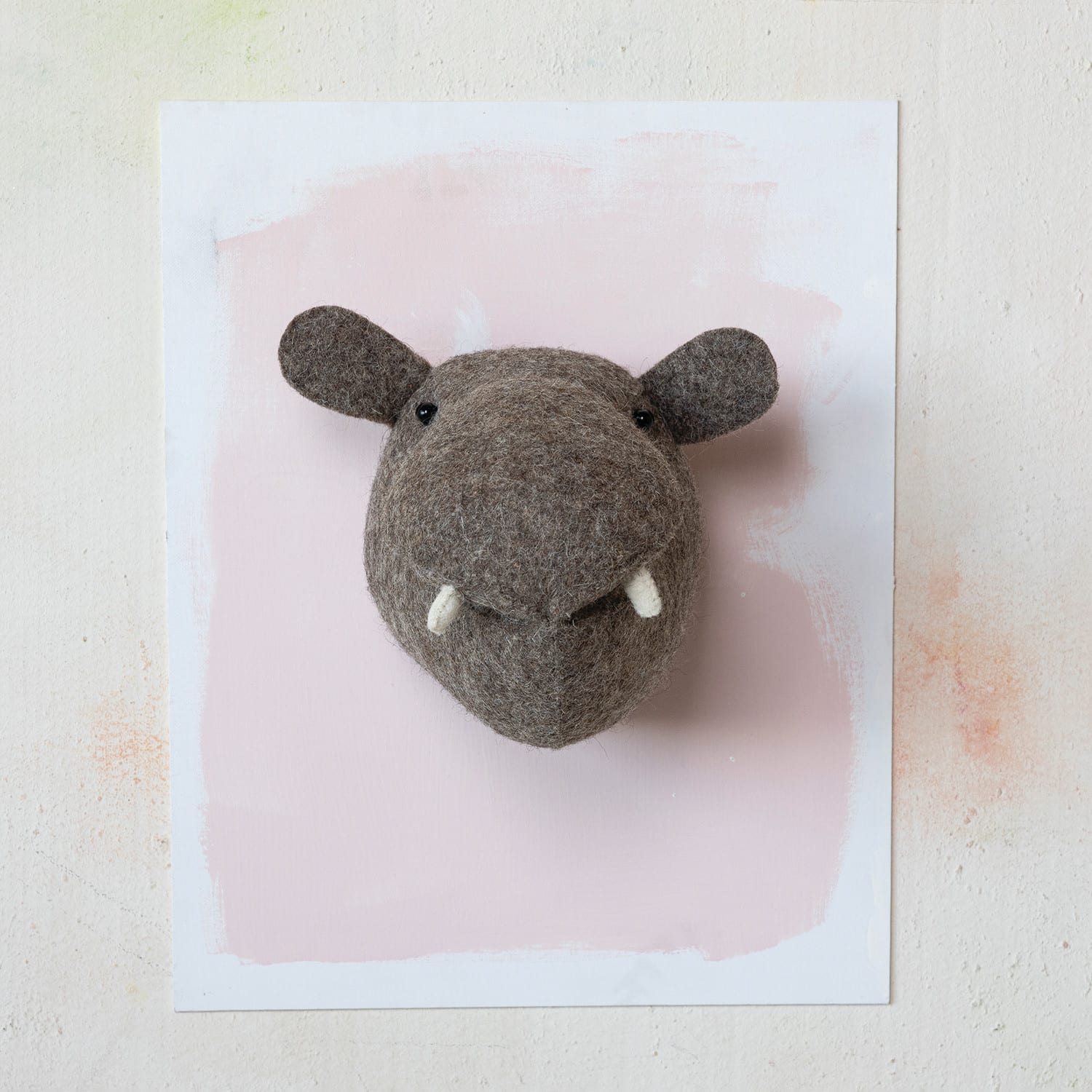 Hello Honey® 8" Gray Wool Felt Hippo Head Wall Hanging