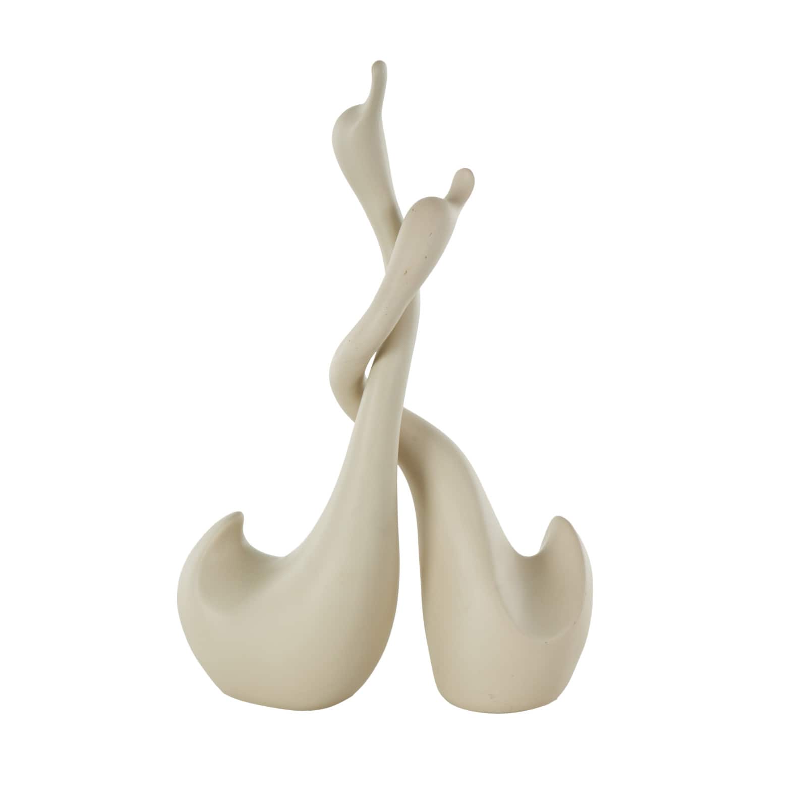 Beige Ceramic Swan Intertwined Decorative Sculpture Set