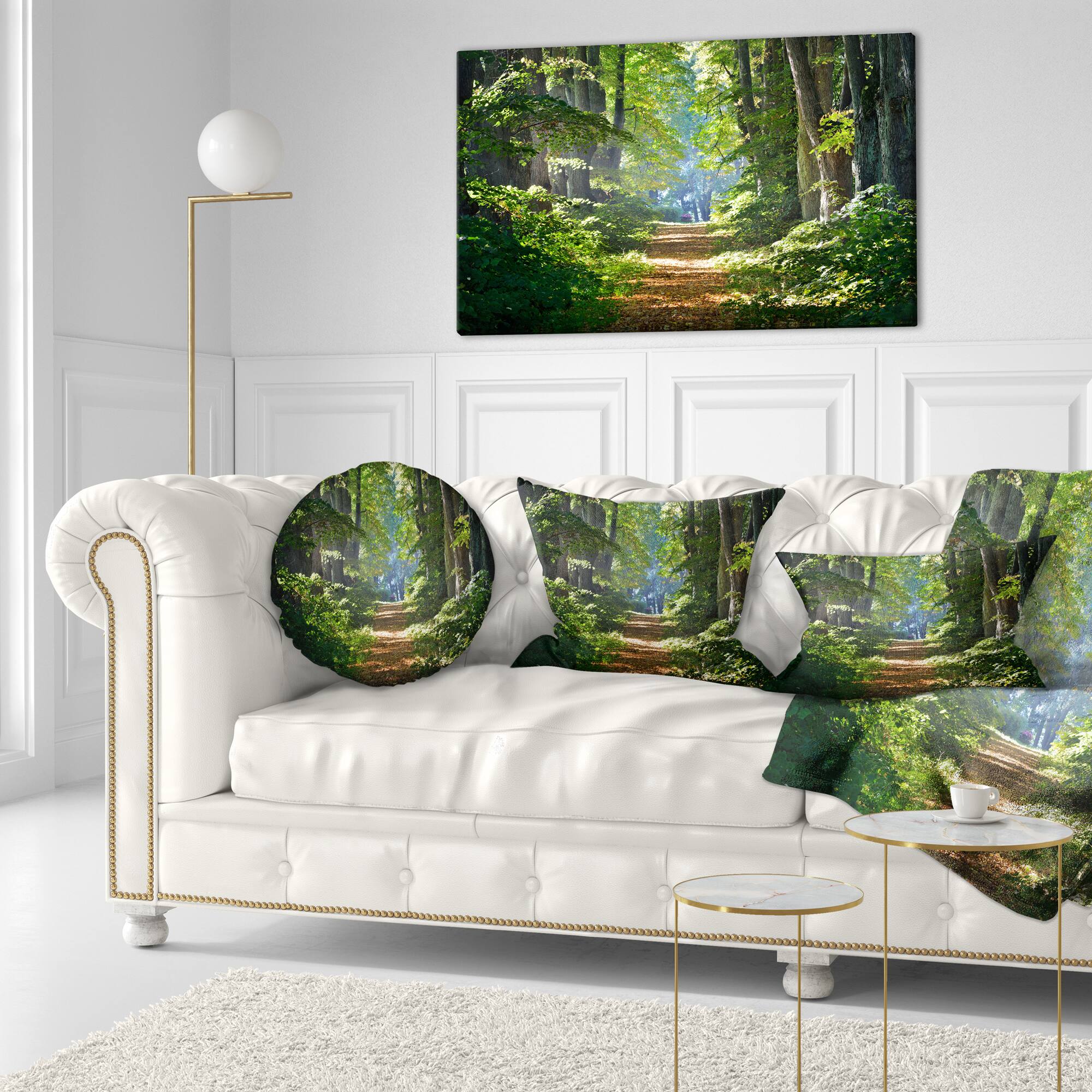 Designart - Bright Green Forest in Morning - Landscape Photography Canvas Print