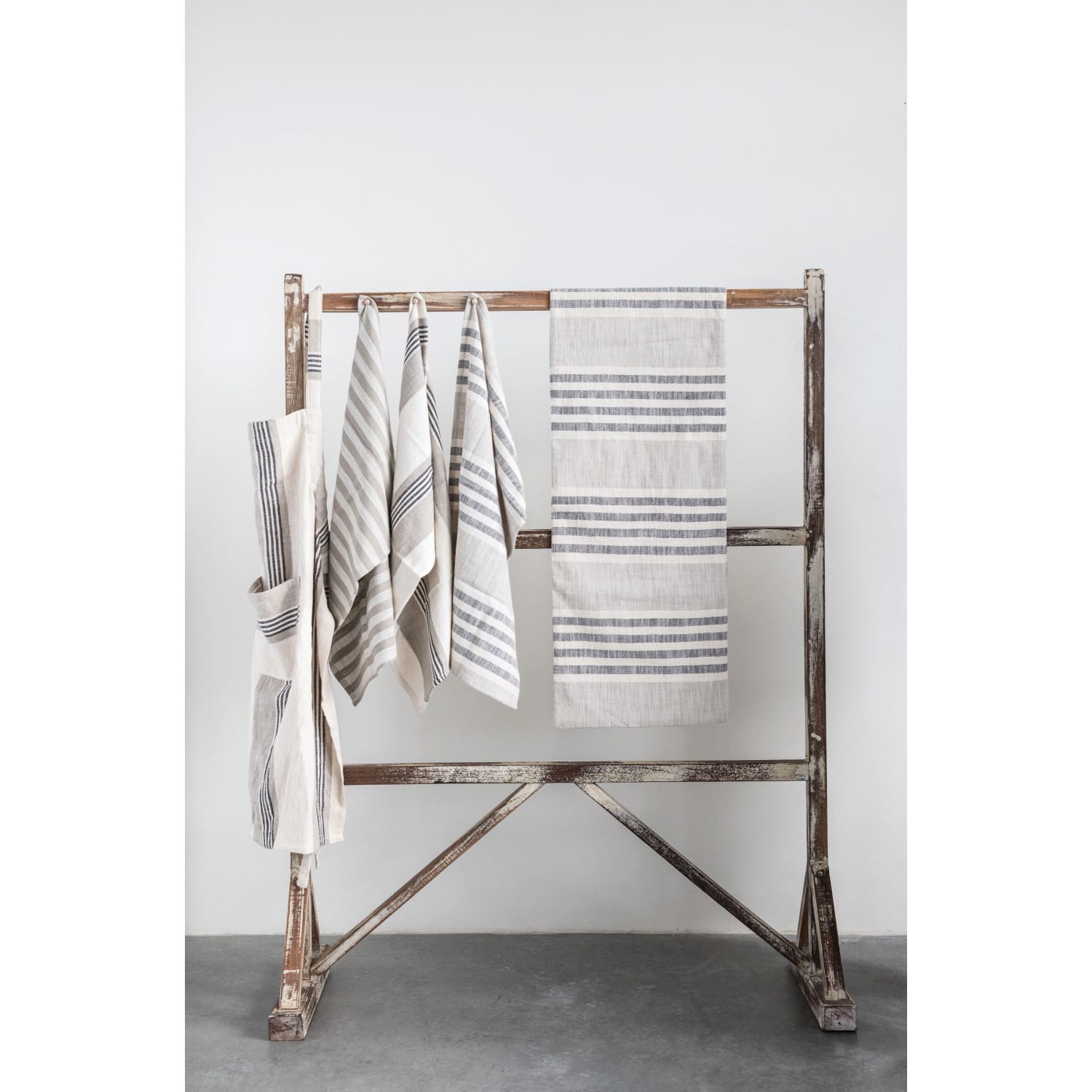 Hello Honey® 72" Gray Stripes Cotton Woven Table Runner