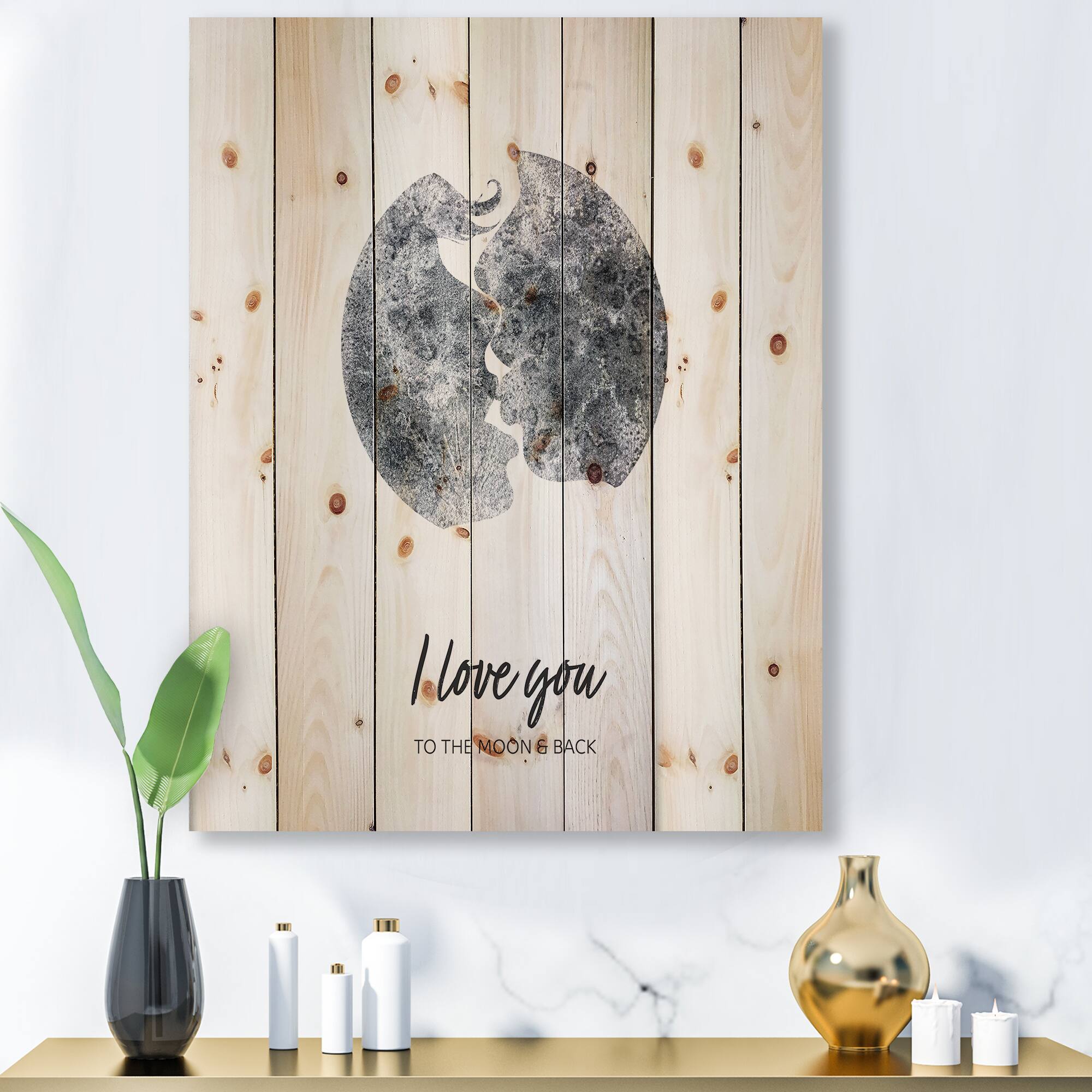 Designart - Romantic Moon Kiss of Two Lovers