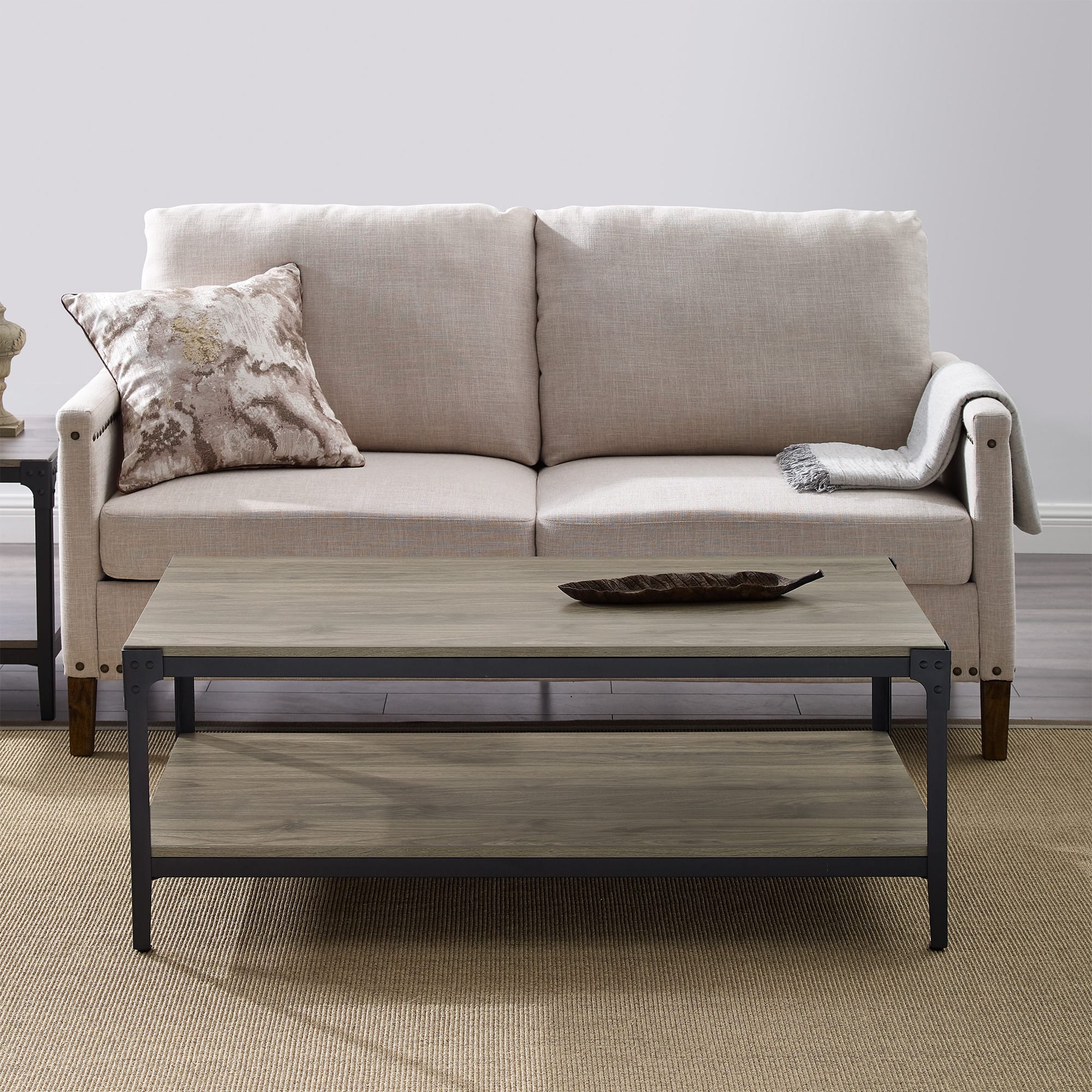 Walker Edison 48" Slate Gray Angle Iron Coffee Table