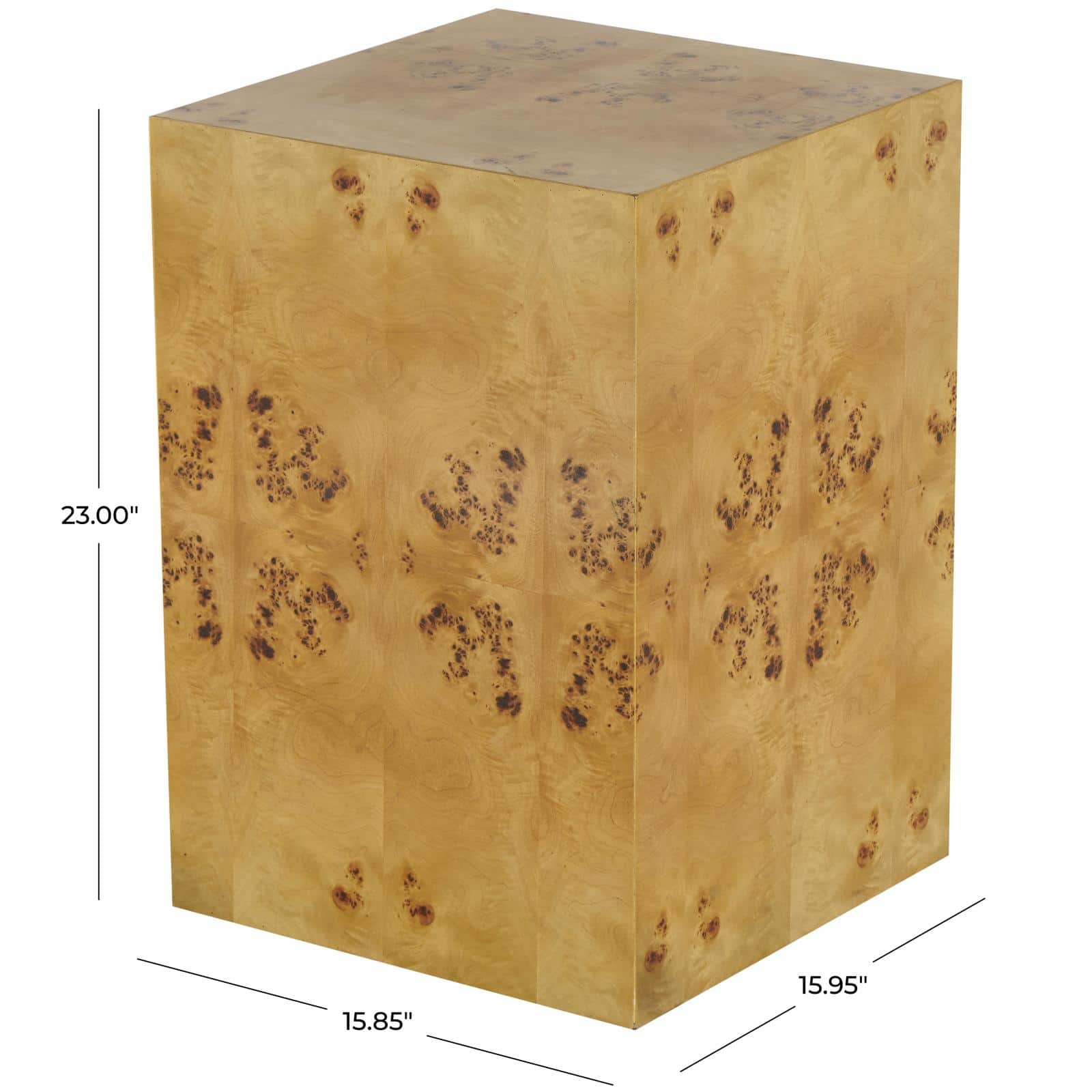 23" Brown Square Cube Accent Table with Wood Grain Patterns