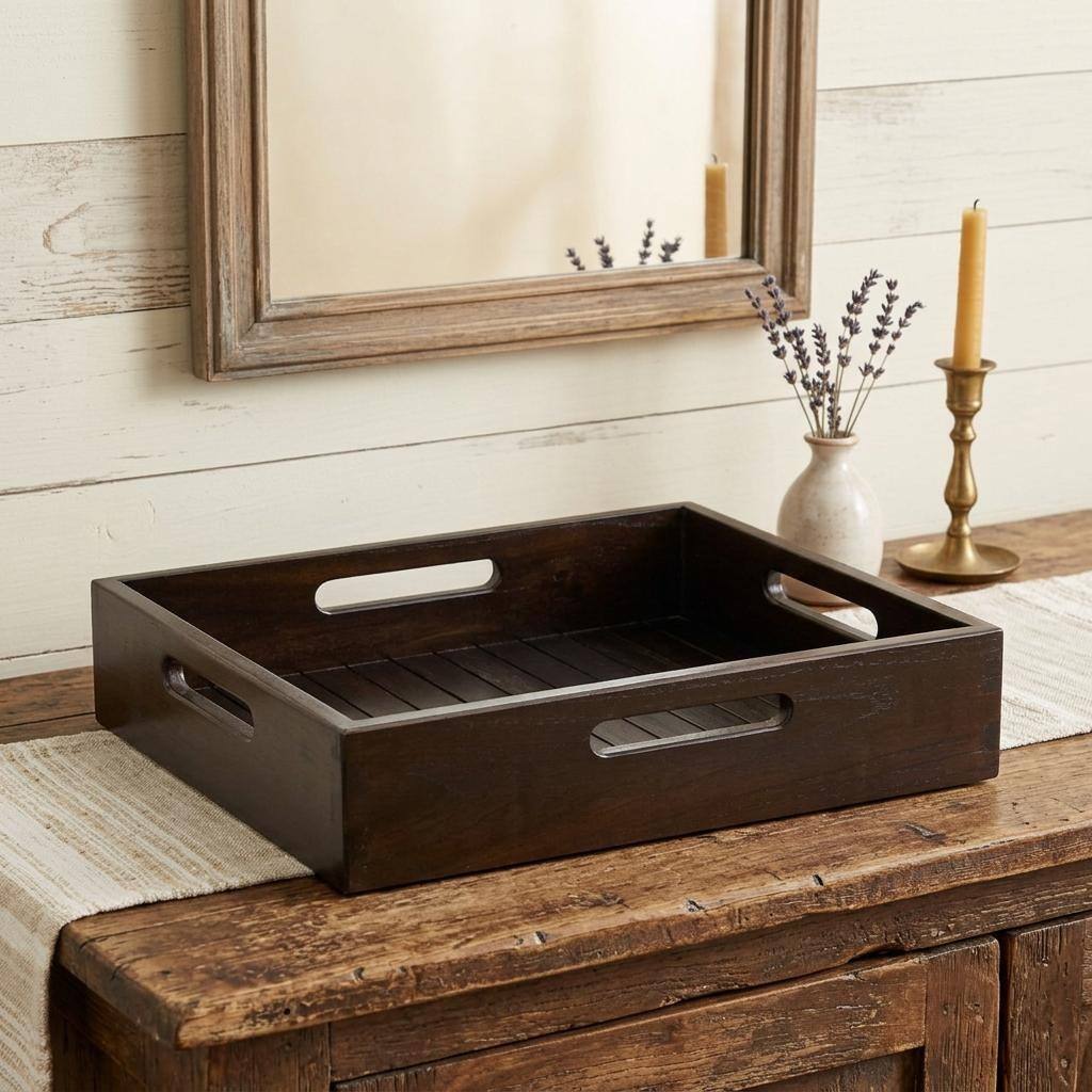 HomeRoots 16" x 14" Black Solid Wood Organizing Box